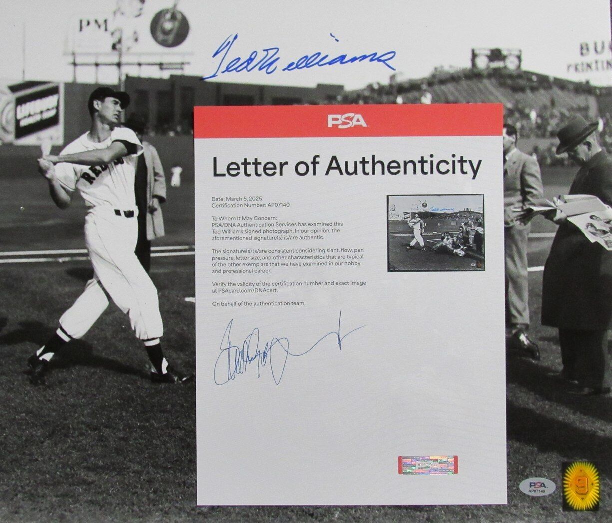 Ted Williams Hof Signed/Autographed 16X20 Photo
