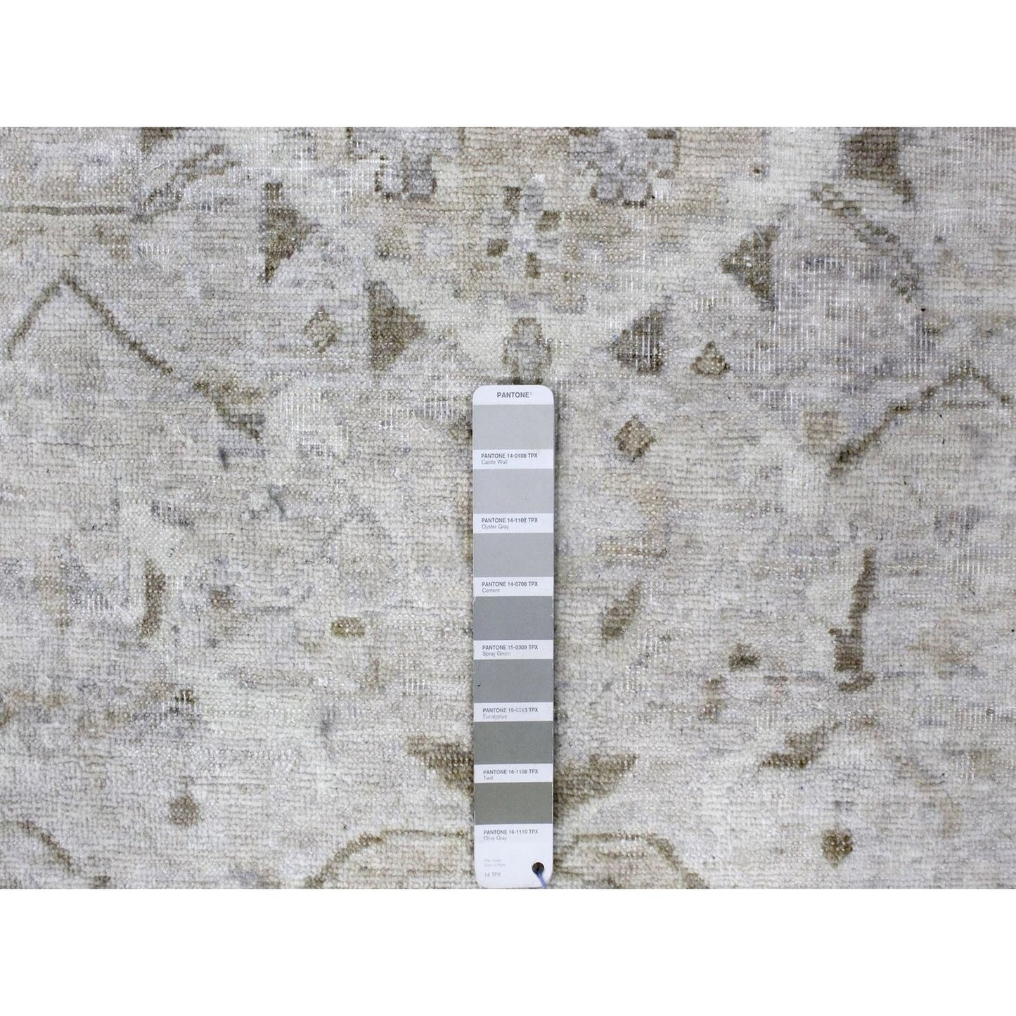 9'X12' Gray Vintage Tebraz All Over Design Hand Knotted Oxidized Wool Rug