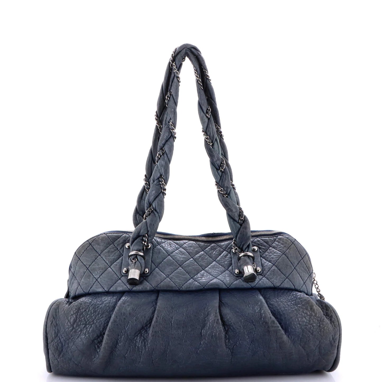 Chanel Lady Braid Zip Shoulder Bag Quilted Distressed Lambskin Large