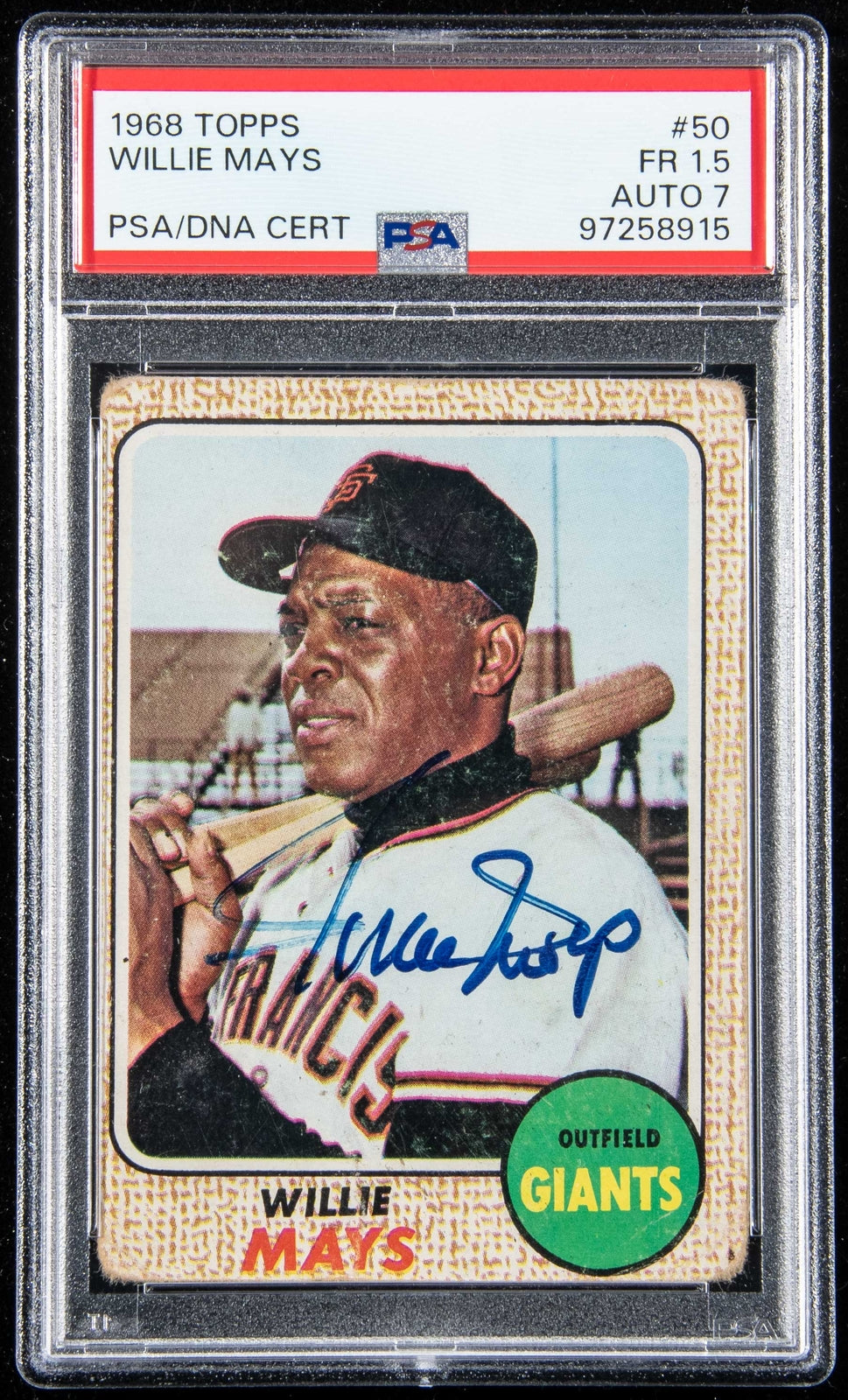 1968 Topps Willie Mays Hof Signed #50 Card San