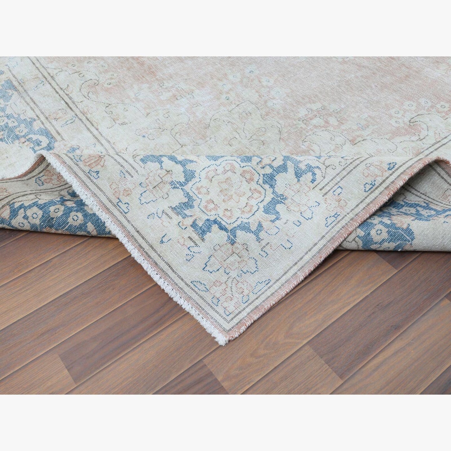 9'8"X12'7" Farsian Karman Clean Sun Faded Pink Wool Hand Knotted Rug