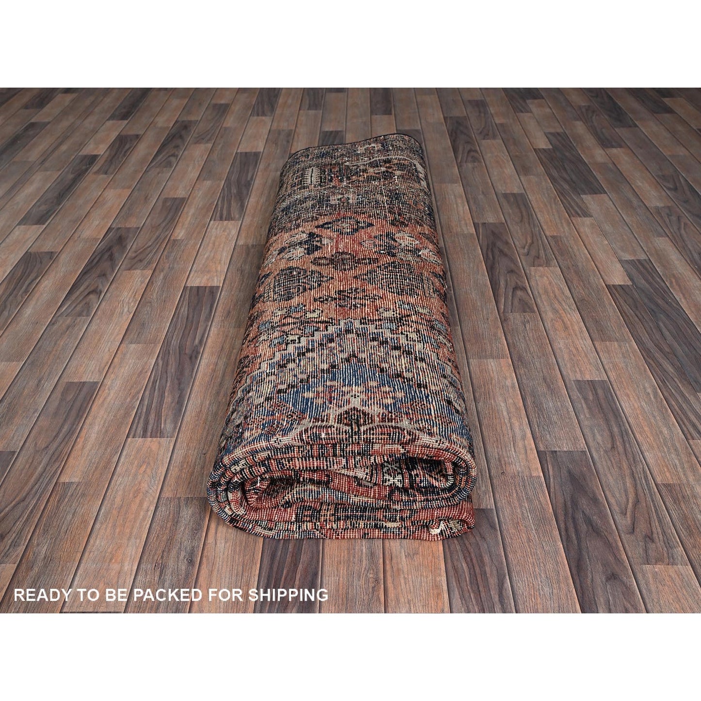 9'X12'5" Copper Red Vintage Zoroastrian Hand Knotted Pure Wool Clean Rug