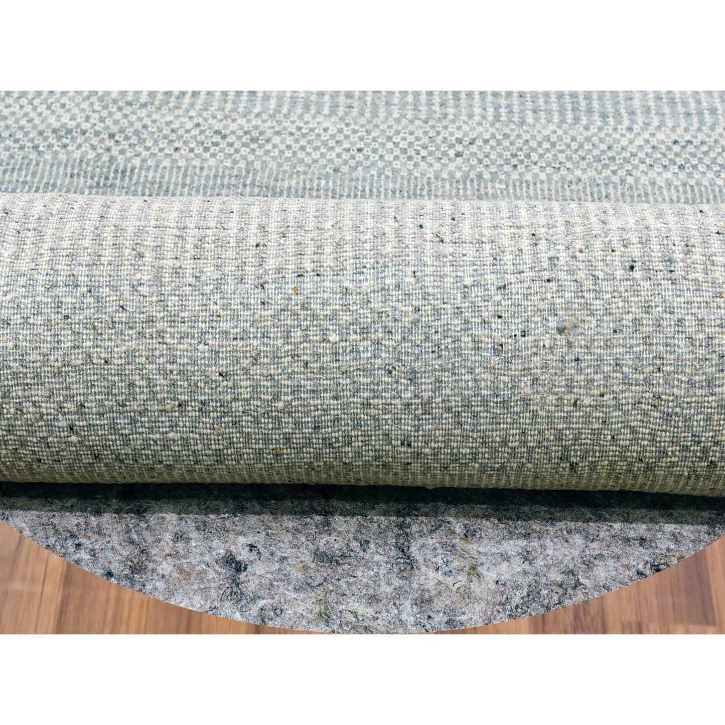 13'X13' Repose Gray Shiny Undyed Wool Hand Knotted Modern Grass Round Rug