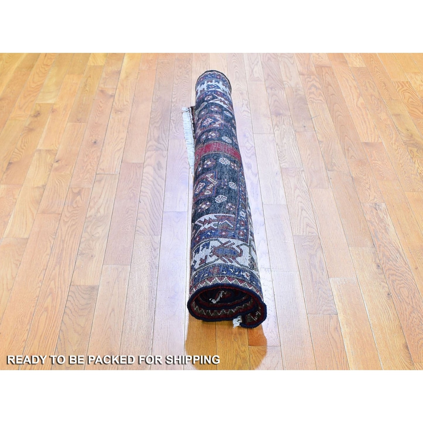 4'6"X6'6" Navy New Farsian Moozligoon Pure Wool Hand Knotted Oriental Rug