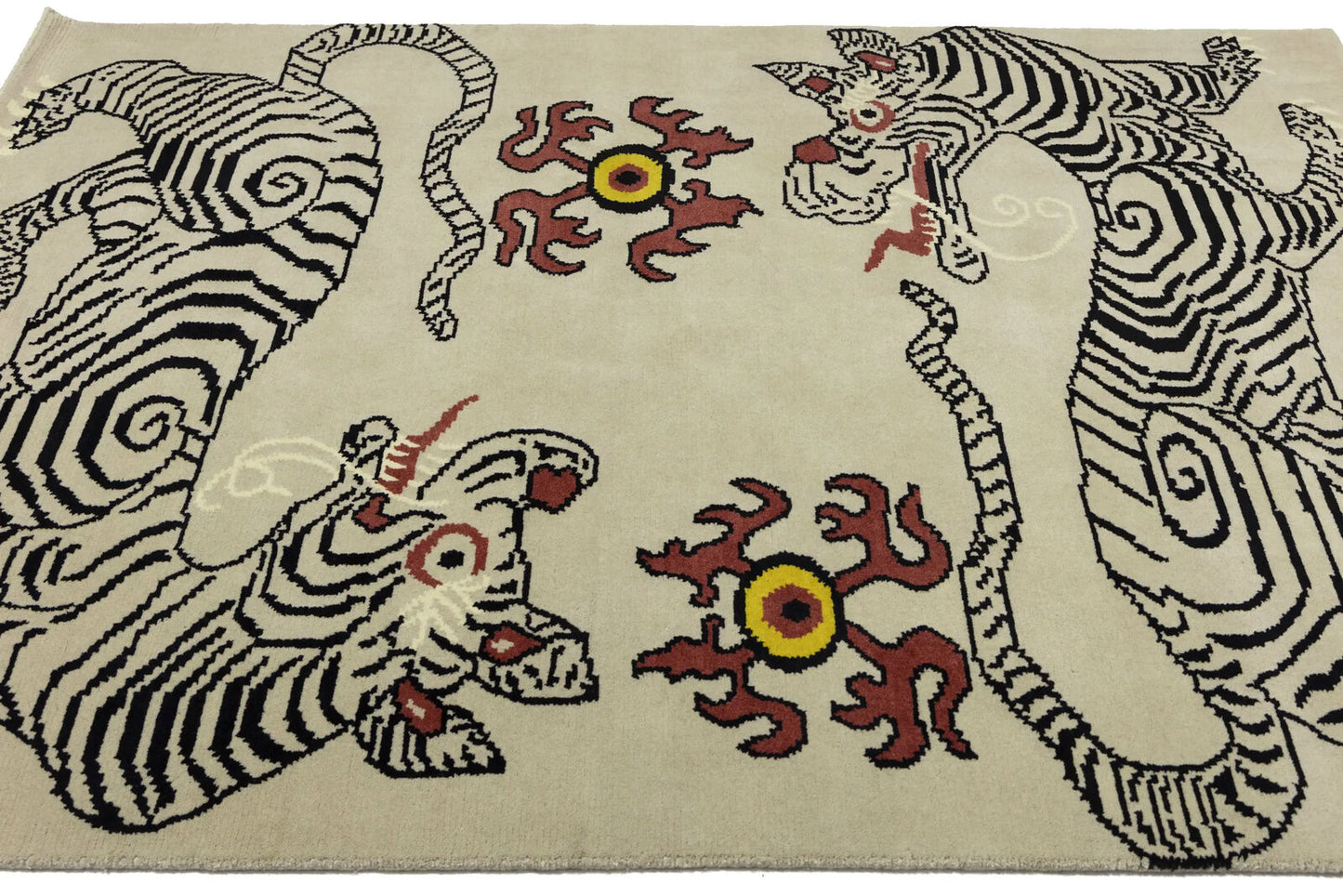 Nepali Tiger Oriental Rug Wool Tribal Modern