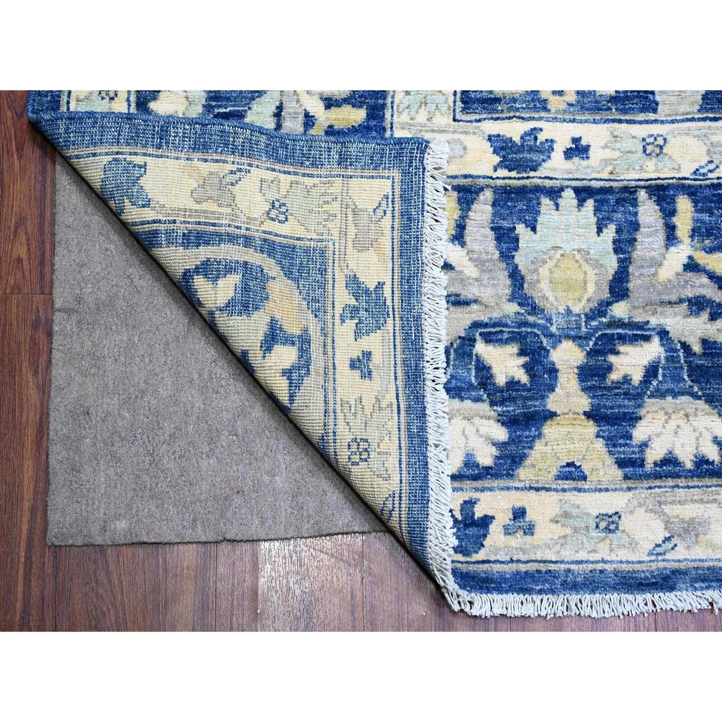 10'2"X13'8" Blue Fine Peshawar With Heris Hand Knotted Natural Wool Rug