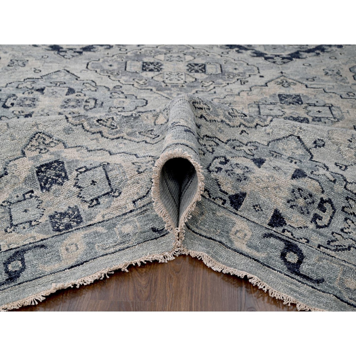 13'9"X17'9" Gray Wool Hand Knotted Anatolian Design Oversized Rug