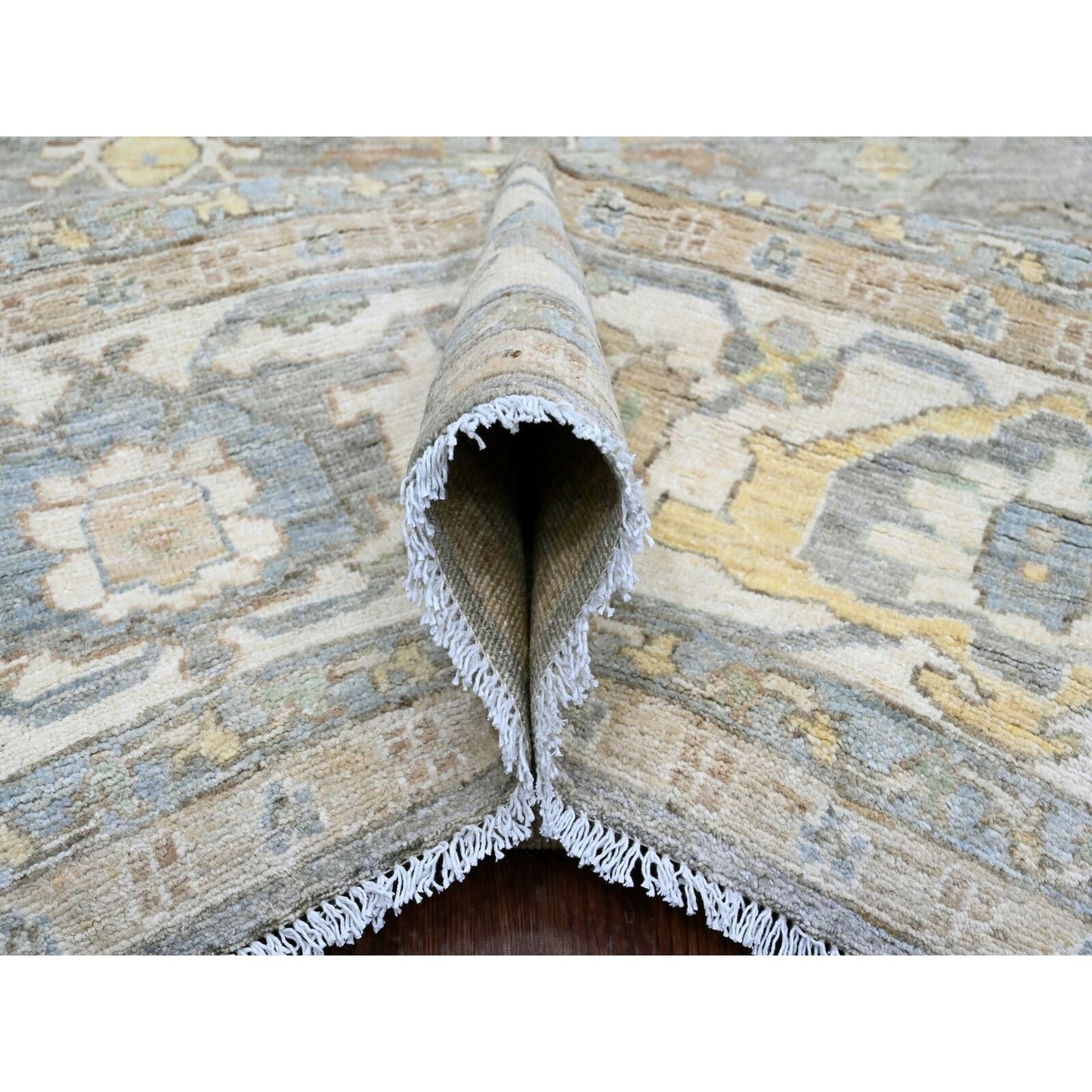 8'X10' Gray Peshawar Heris All Over Design Hand Knotted Wool Rug Oriental