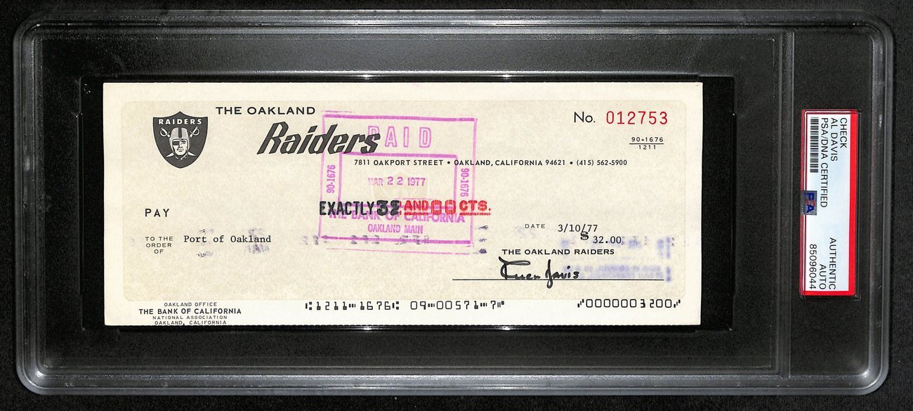 Al Davis Signed/Autographed 1977 Oakland Raiders