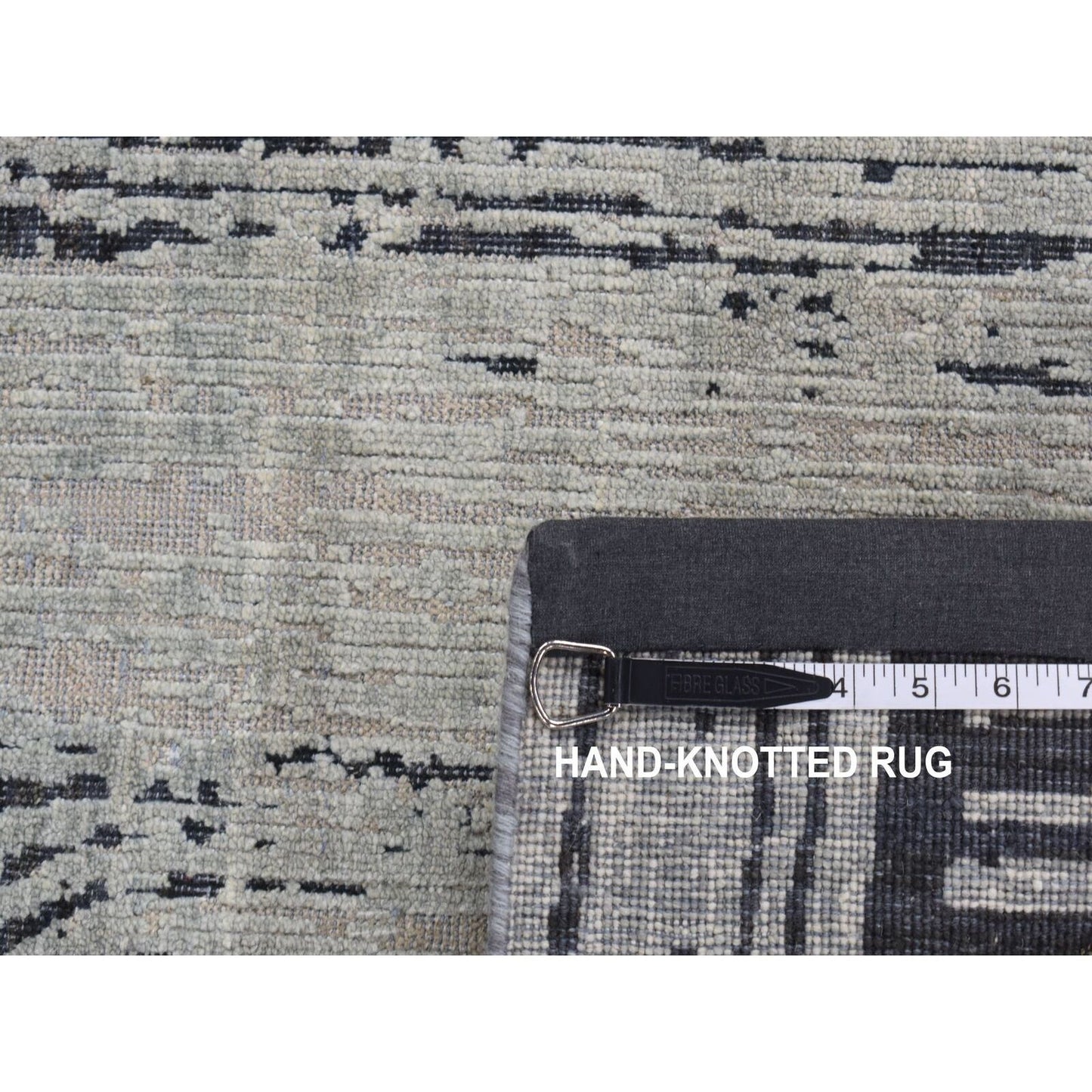 2'7"X8' Gray The Cane Design Pure Silk With Wool Hand Knotted Runner Rug