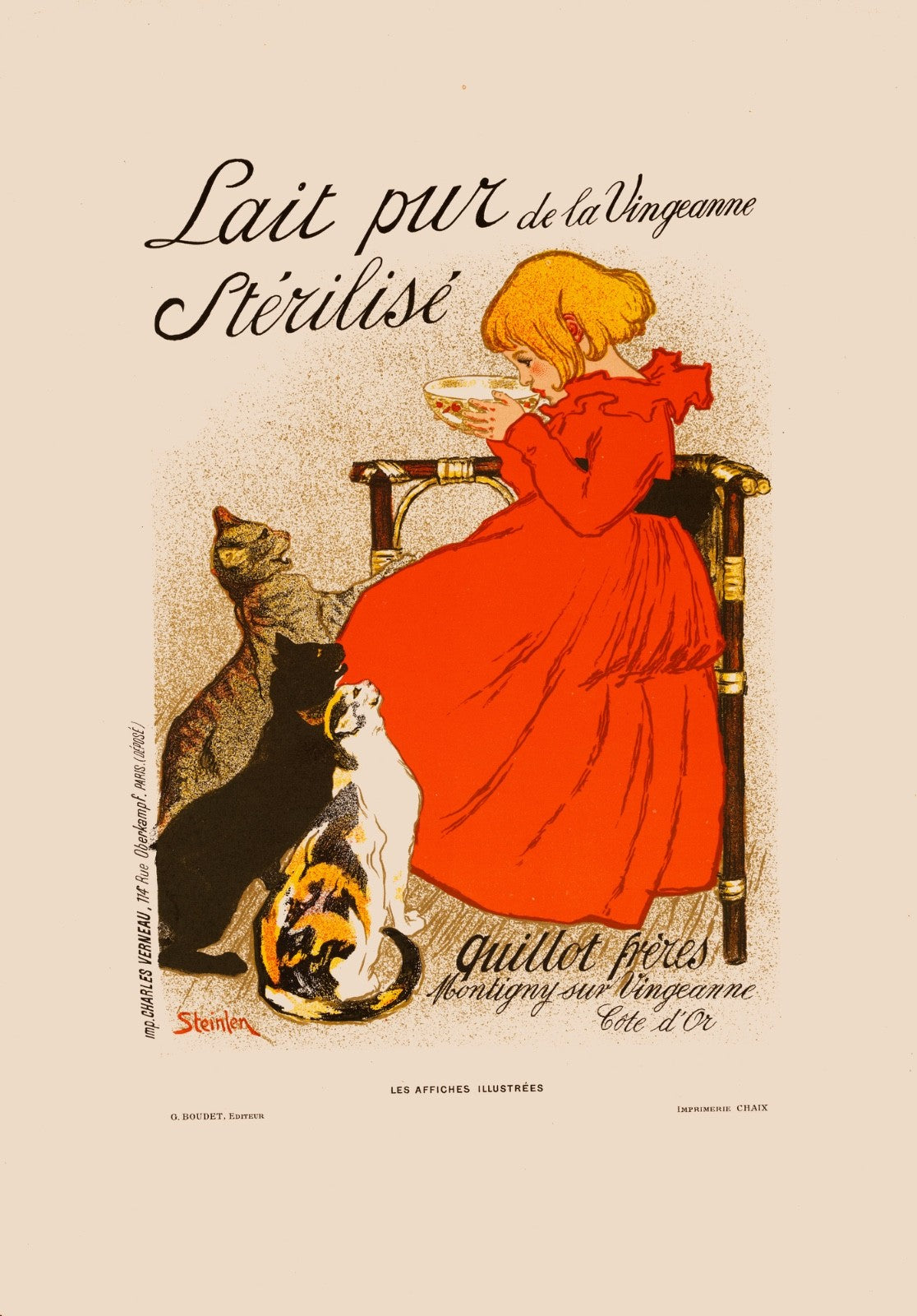 Steinlen Lait Pur Strilis Original 1897 Chaix Lithograph Les Affiches Il