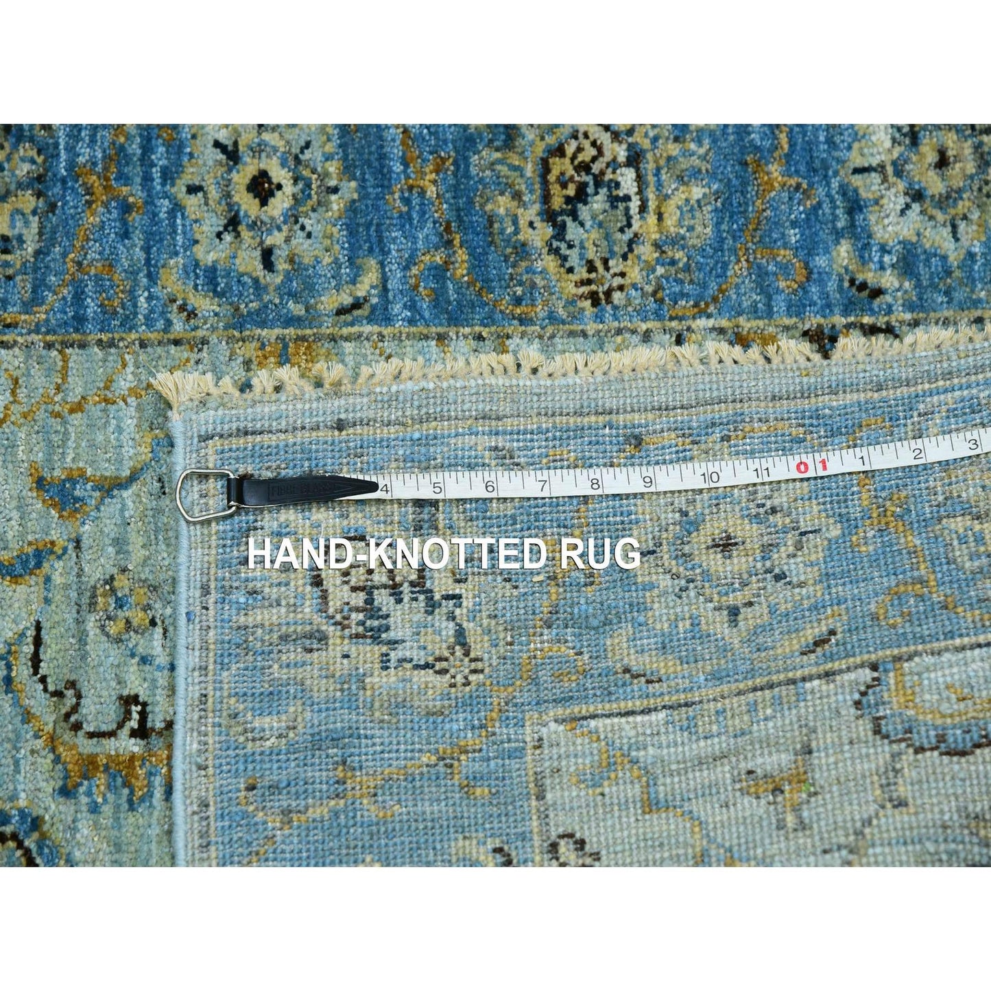 2'8"X22' Aqua Frost Blue Soft Wool Shah Abbas Hand Knotted Xl Runner Rug