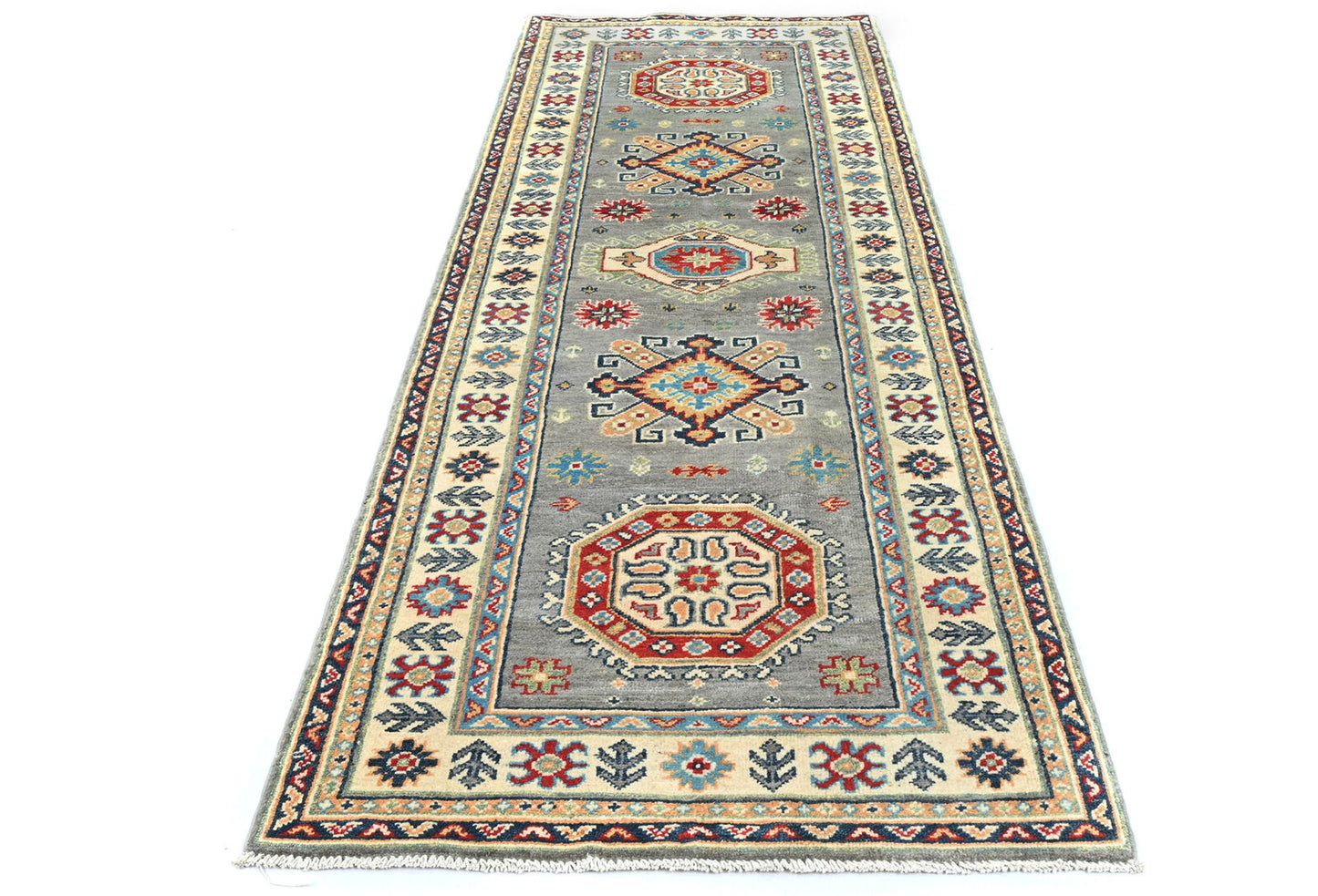 Geometric Tribal Kazak Runner Rug Oriental
