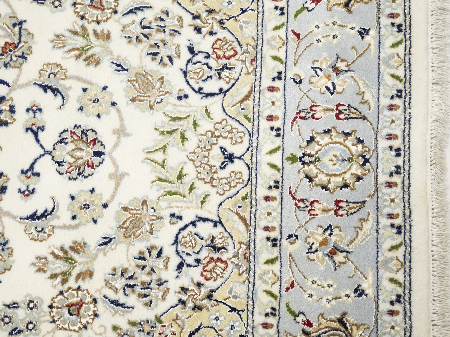 Indo-Nain Cream Floral Medallion Oriental Rug