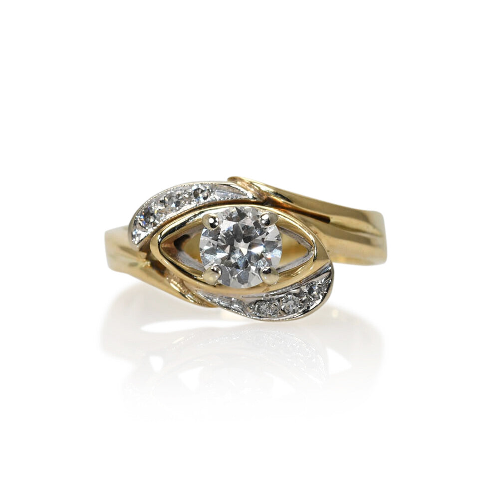 13K Yellow Gold Vintage Diamond Ring 0.45Ct, 3.8Gr