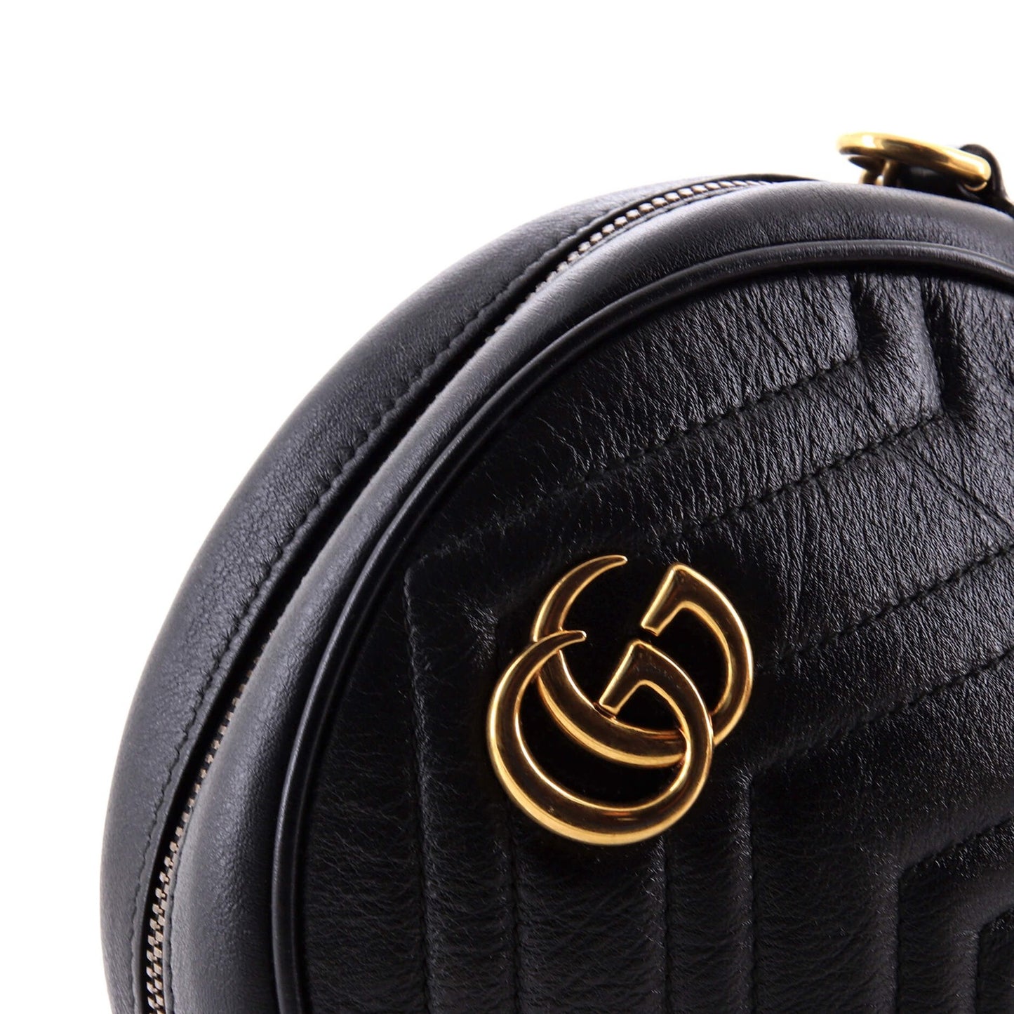 Gucci Gg Marmont Round Shoulder Bag Matelasse Leather Mini