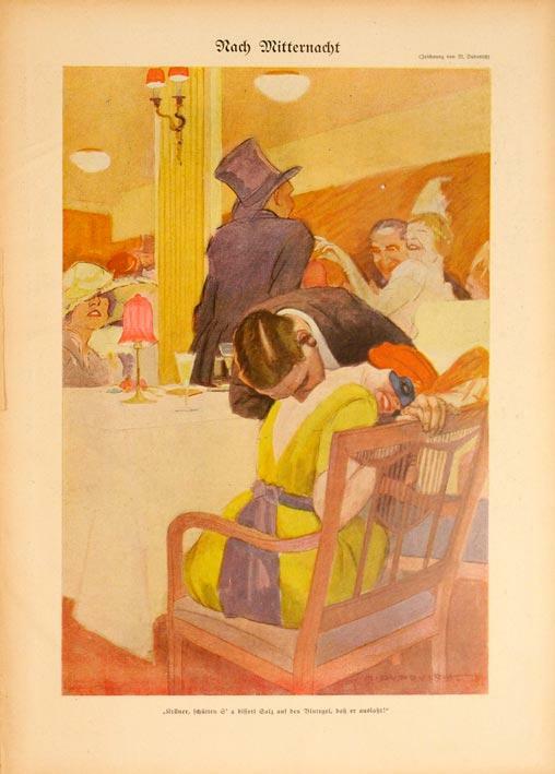 Simplicissimus 1913 By Dudovich Fashionable Bar On Linen Original