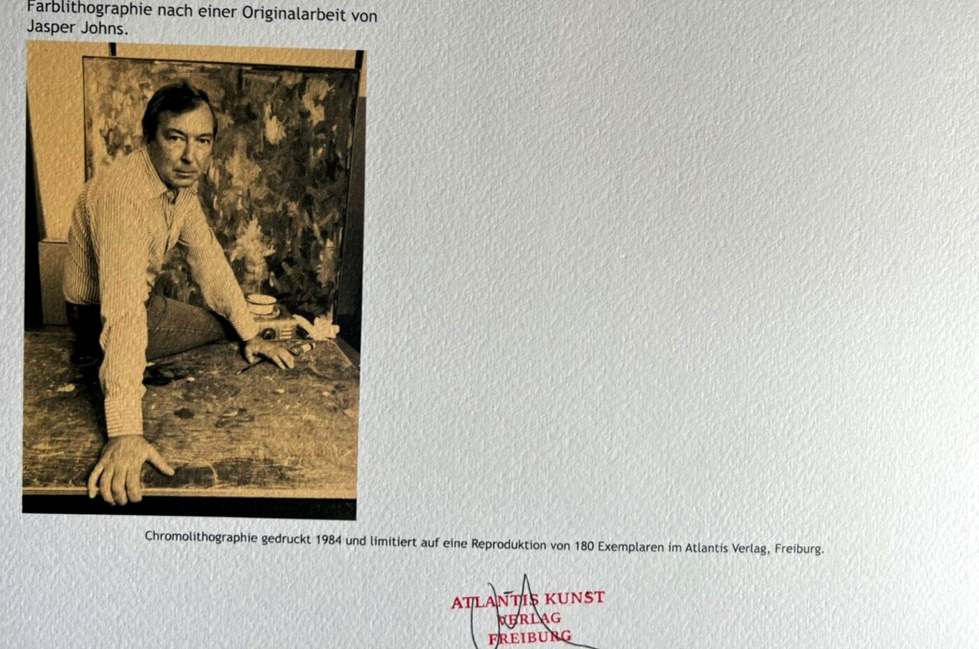 Jasper Johns Lithograph Coa Signed Op Numbered In