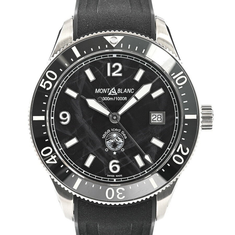 Montblanc Ice Sea Automatic Date Mb129372 Black Men'S Used Watch #61016
