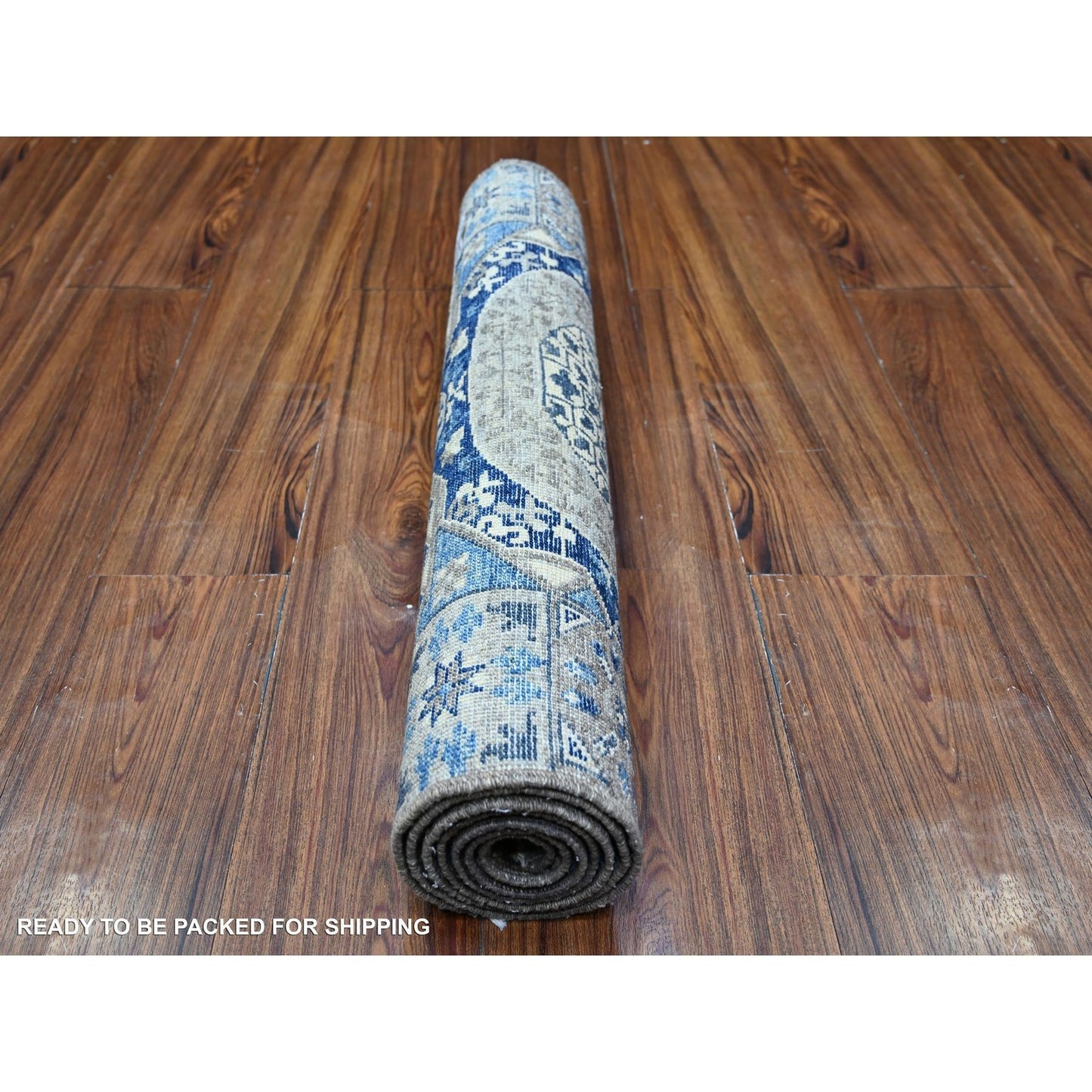2'6"X6' Blue Fine Aryana Soft Wool Hand Knotted Oriental Rug