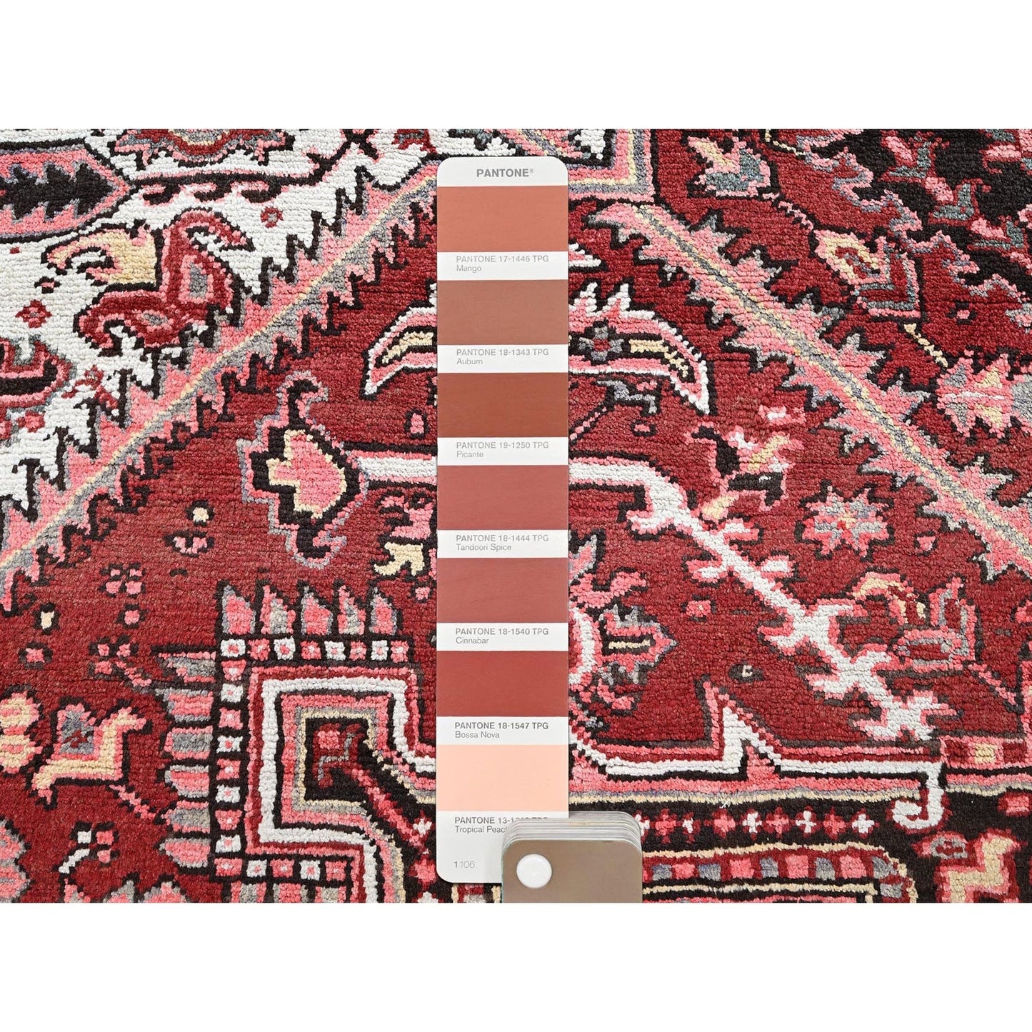 7'10"X10'6" Blush Red Vintage Zoroastrian Heris Pure Wool Hand Knotted Rug