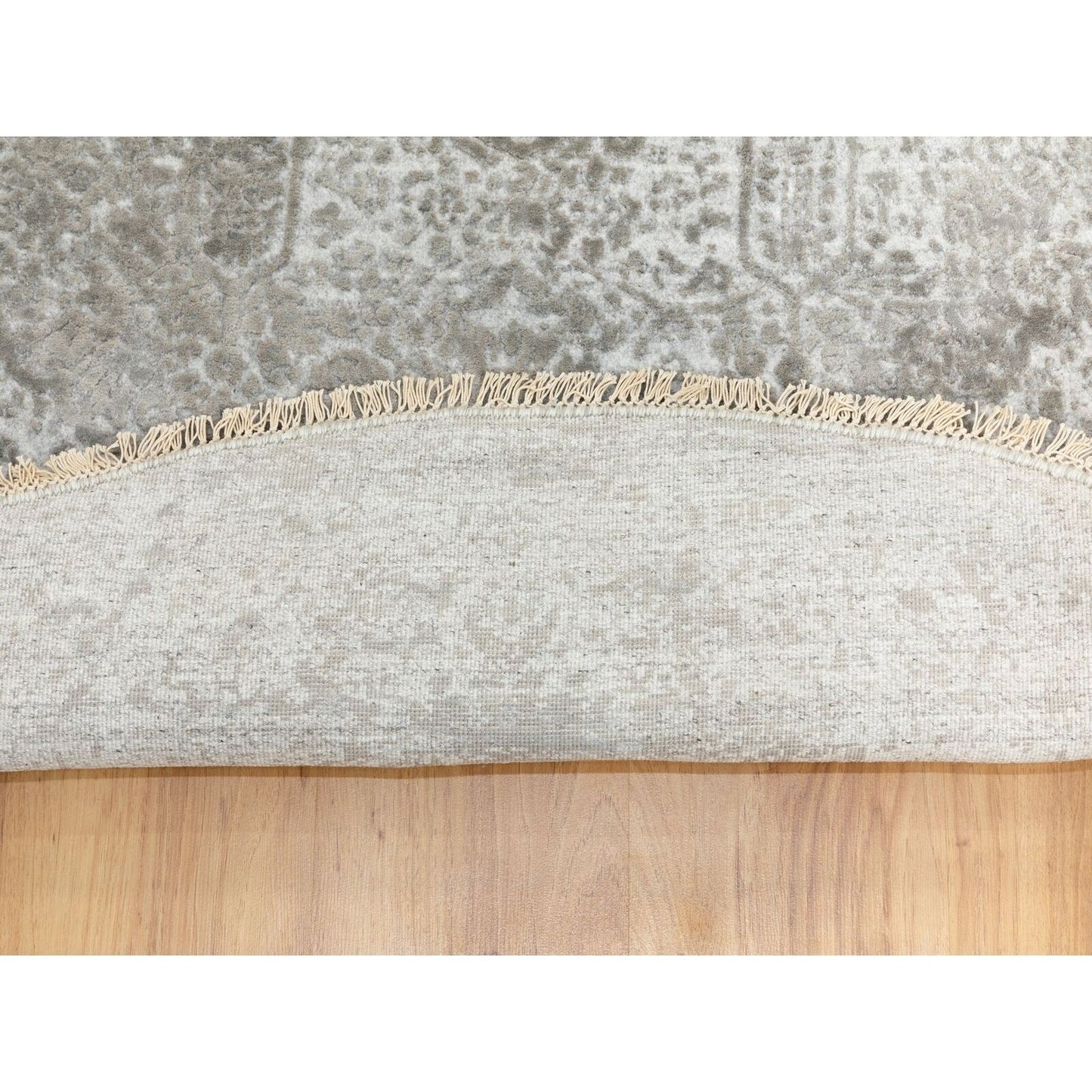 6'X6' Round Grey Broken Farsian Design Wool And Silk Hand Knotted Rug