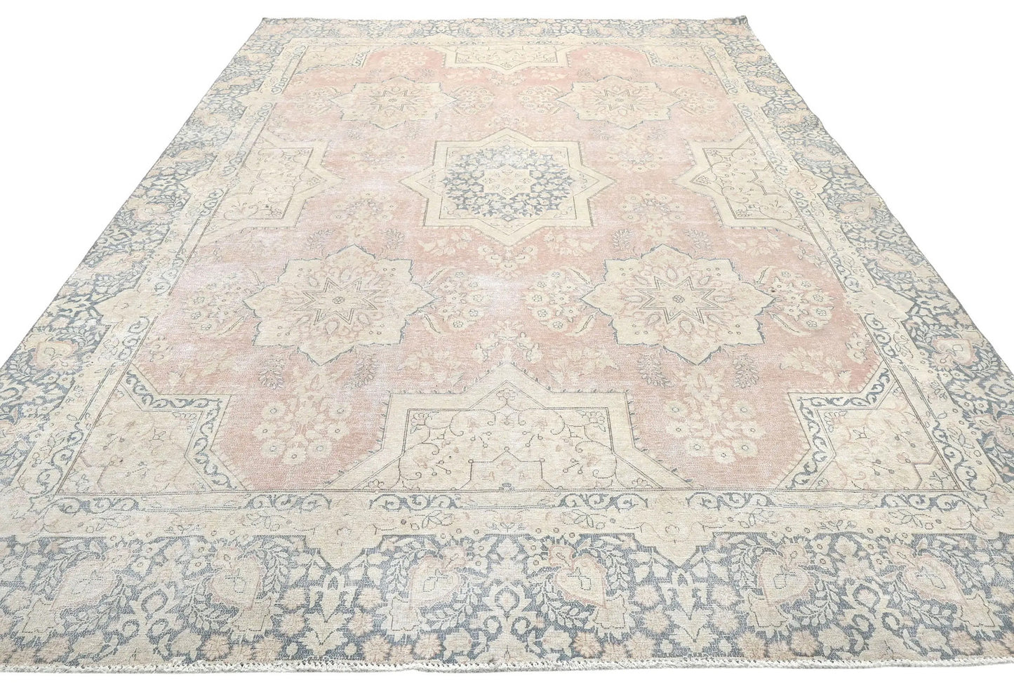 9X12 Ft Antique Hand-Knotted Muted Floral
