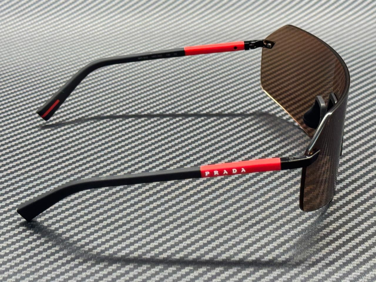 PRADA LINEA ROSSA PS B50S 1BO20D Black Solid Brown Men's 70 mm Sunglasses