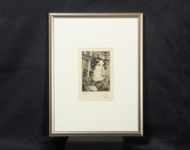 Clement Serveau Signed Drypoint Etching "Lady" French Portrait, Cf Paris Stamp