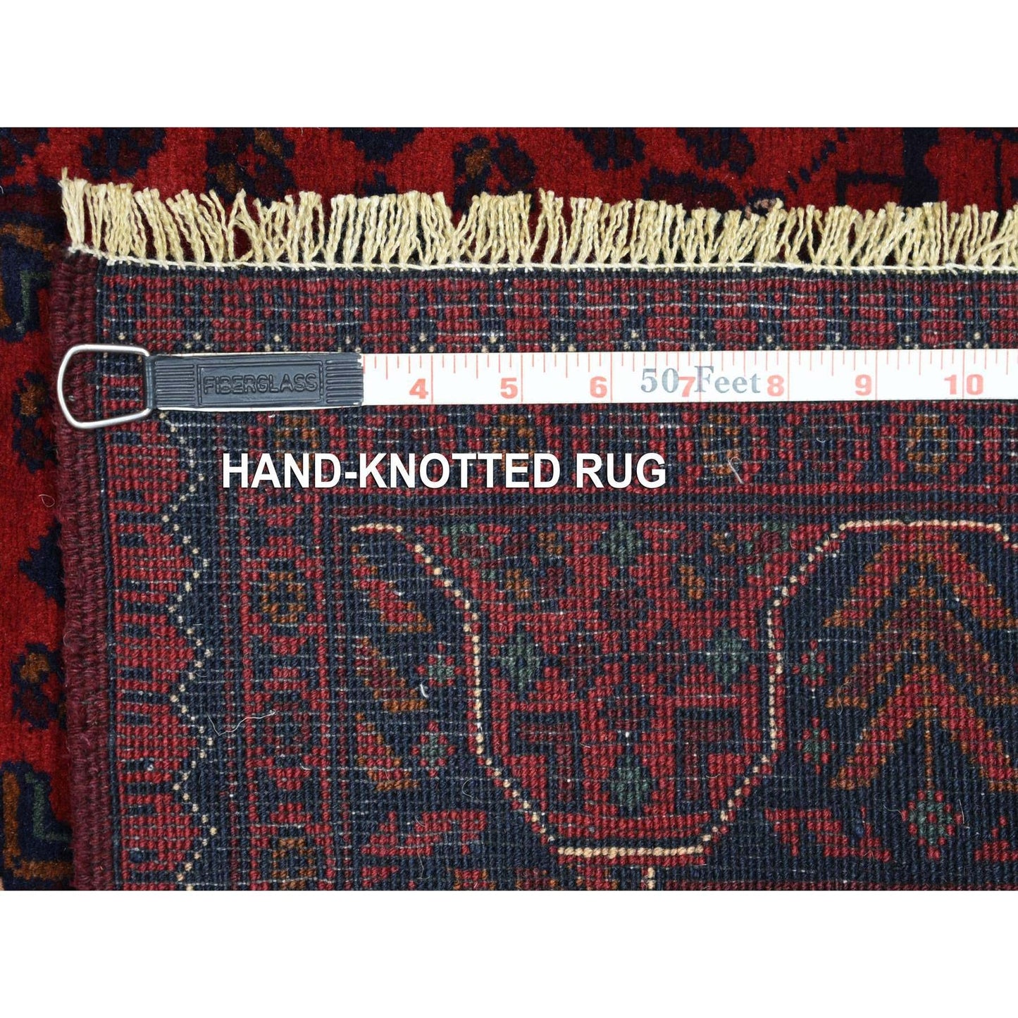3'4"X4'10" Deep Red Afghan Khamyab Soft Wool Hand Knotted Rug