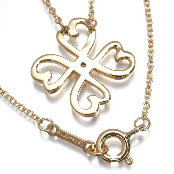 Tiffany&Co. Necklace Diamond Loving Heart Clover 18K 750 Rose Gold
