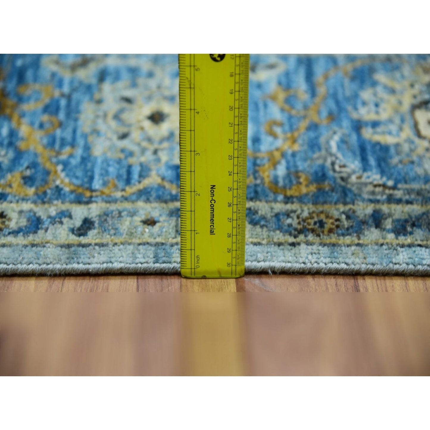 6'1"X9'3" Pale Blue Shah Abbas Flower Hand Knotted Wool Oriental Rug