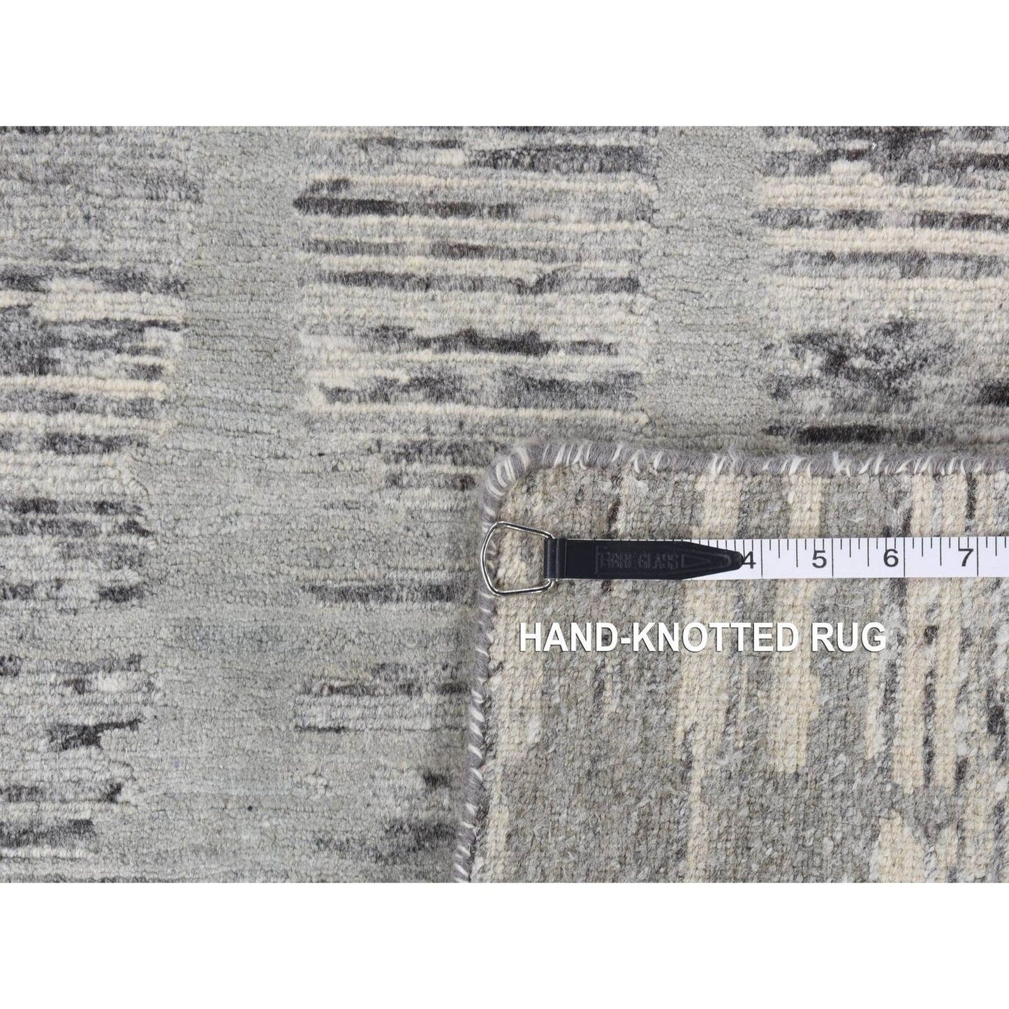 2'6"X17'10" Gray Undyed Natural Wool Modern Xl Runner Hand Knotted Rug