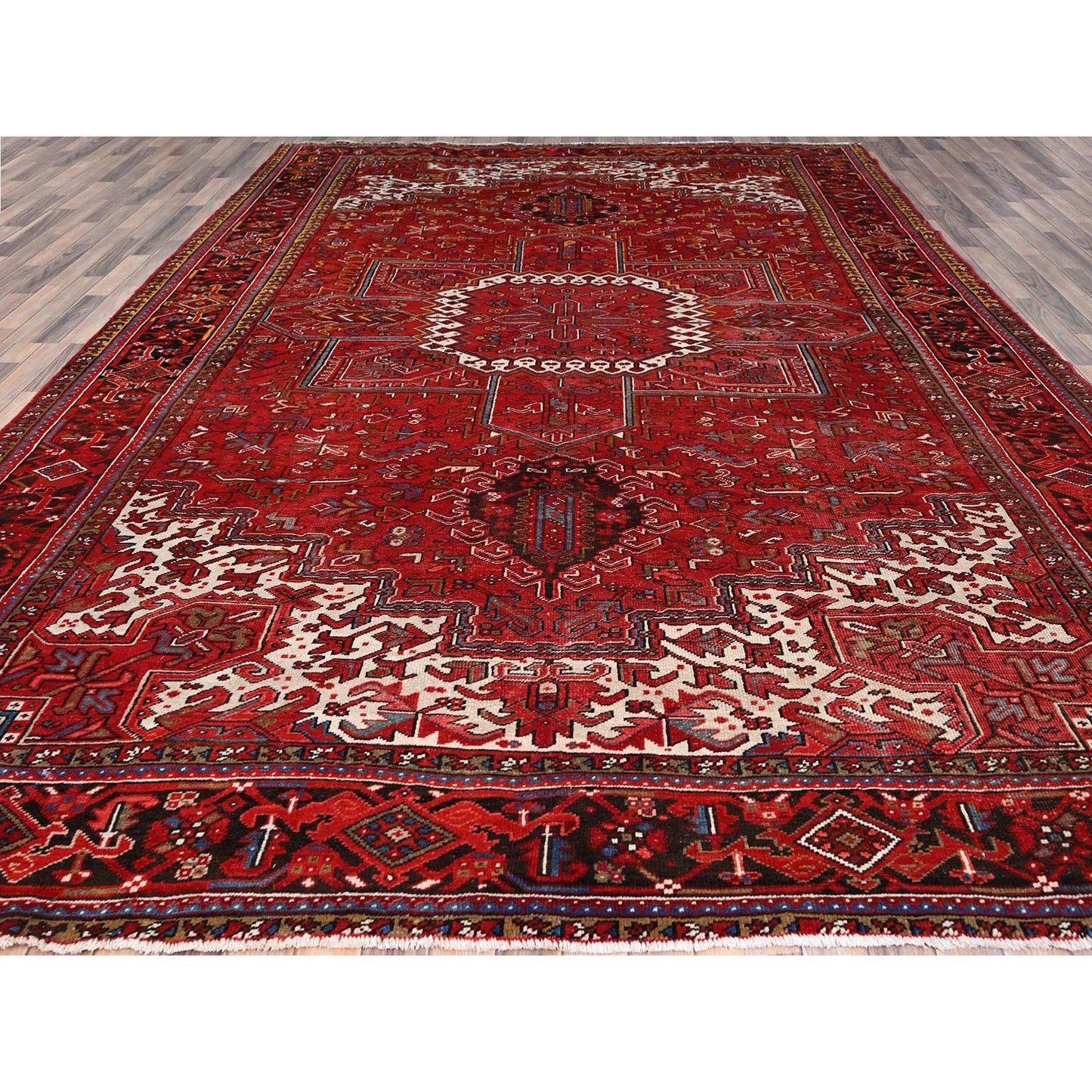 10'2"X13'8" Penn Red Hand Knotted All Wool Cropped Thin Oriental Rug