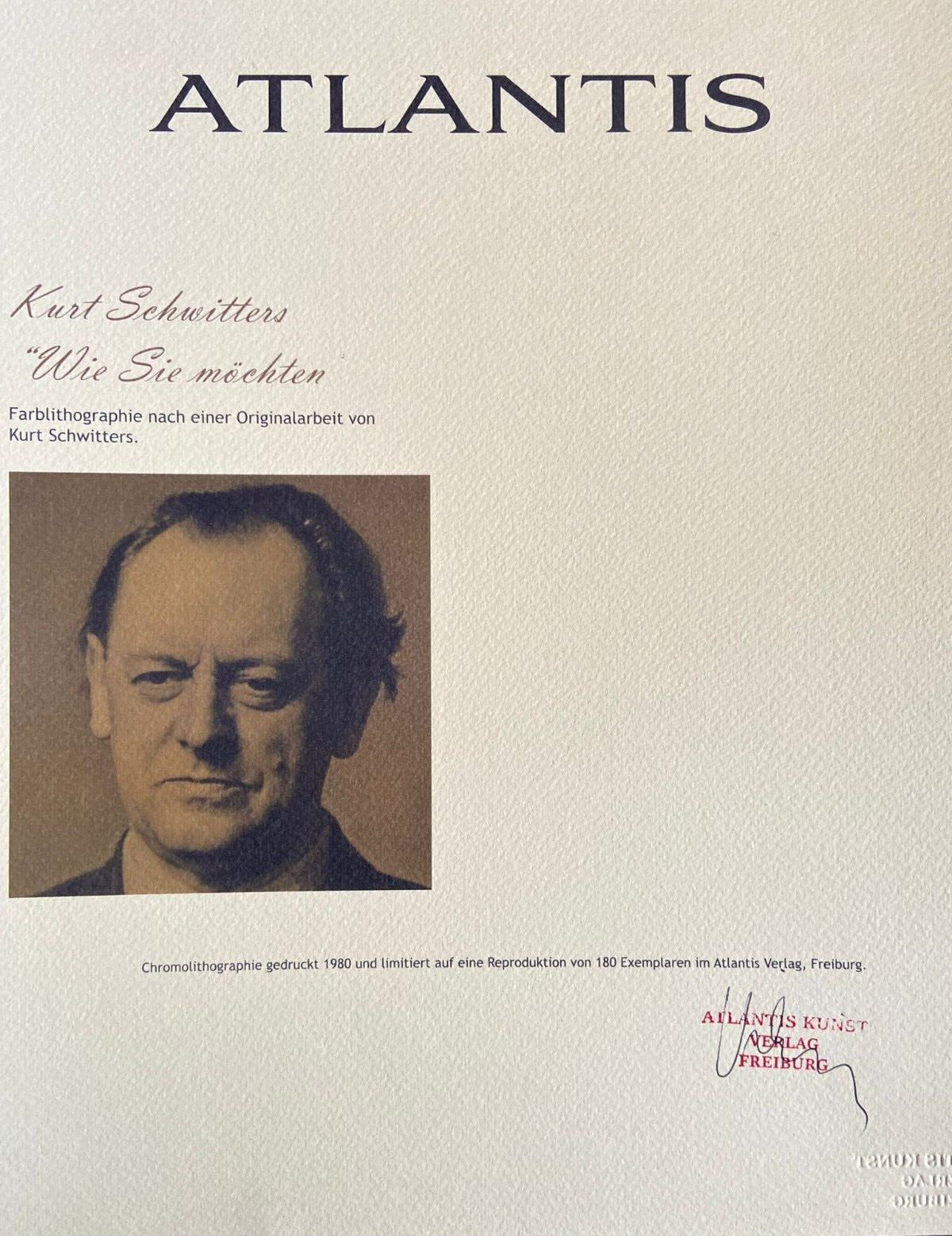 Kurt Schwitters Coa Lithograph