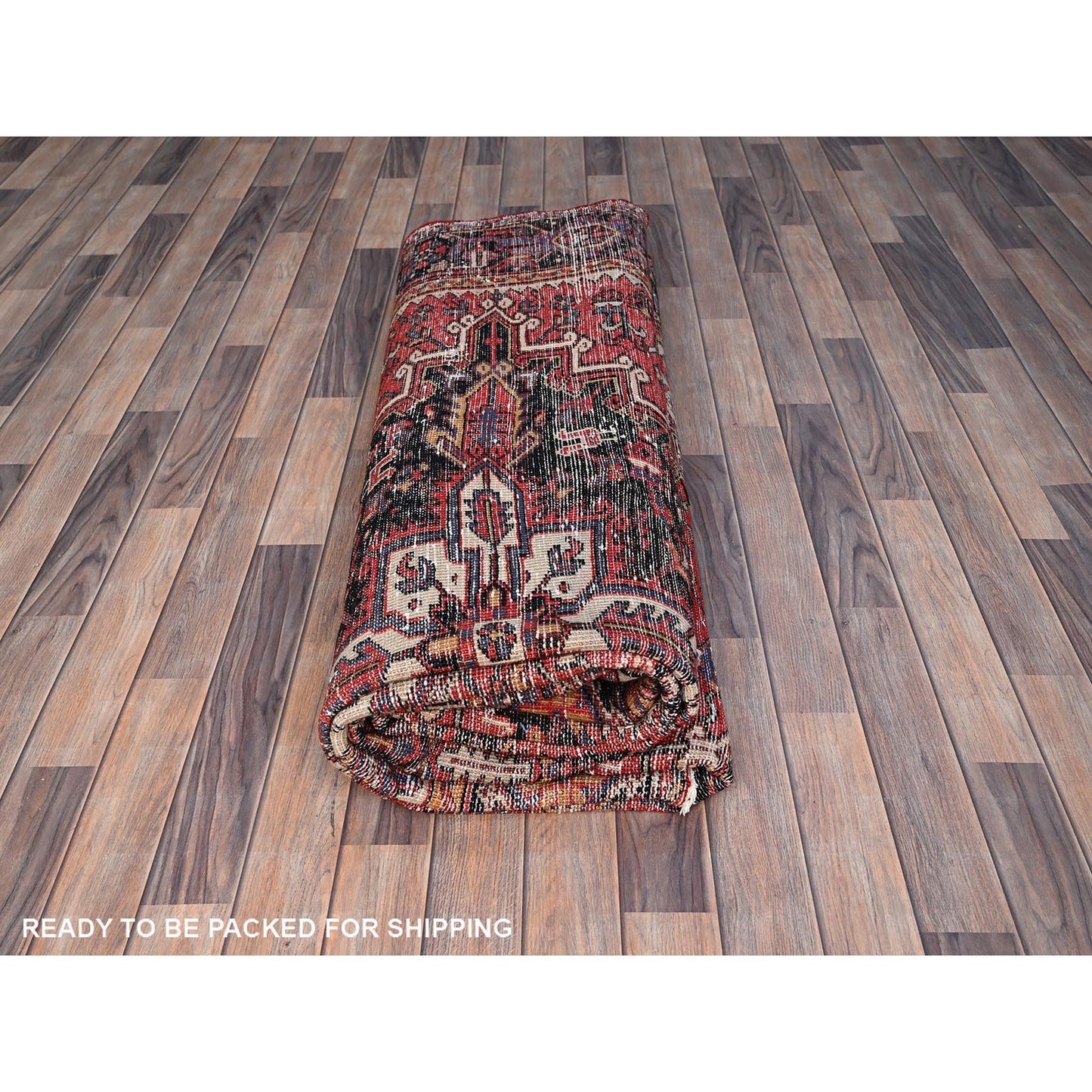 8'3"X12' Red And Ivory Spandrels Shiny Wool Hand Knotted Zoroastrian Rug