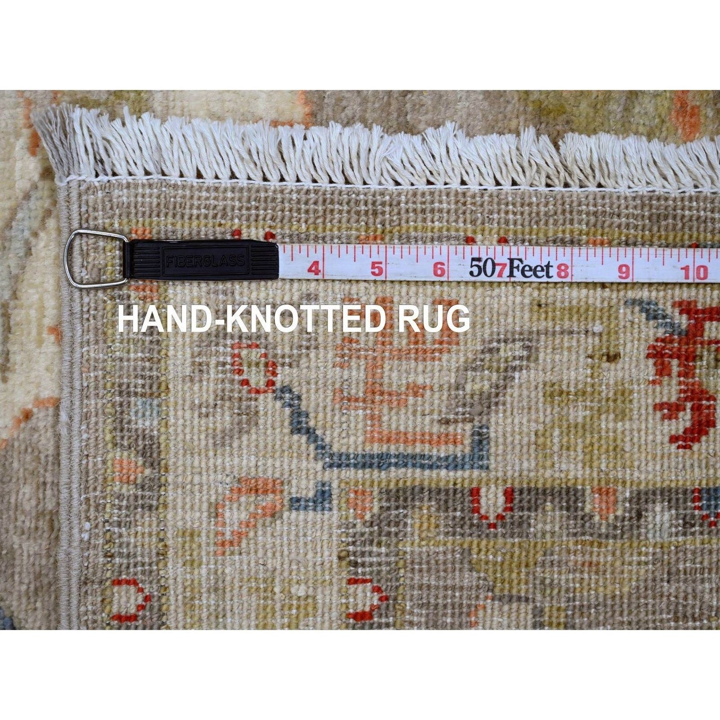 2'7"X6' Oyster Gray Heris With Dragon Design Wool Hand Knotted Runner Rug