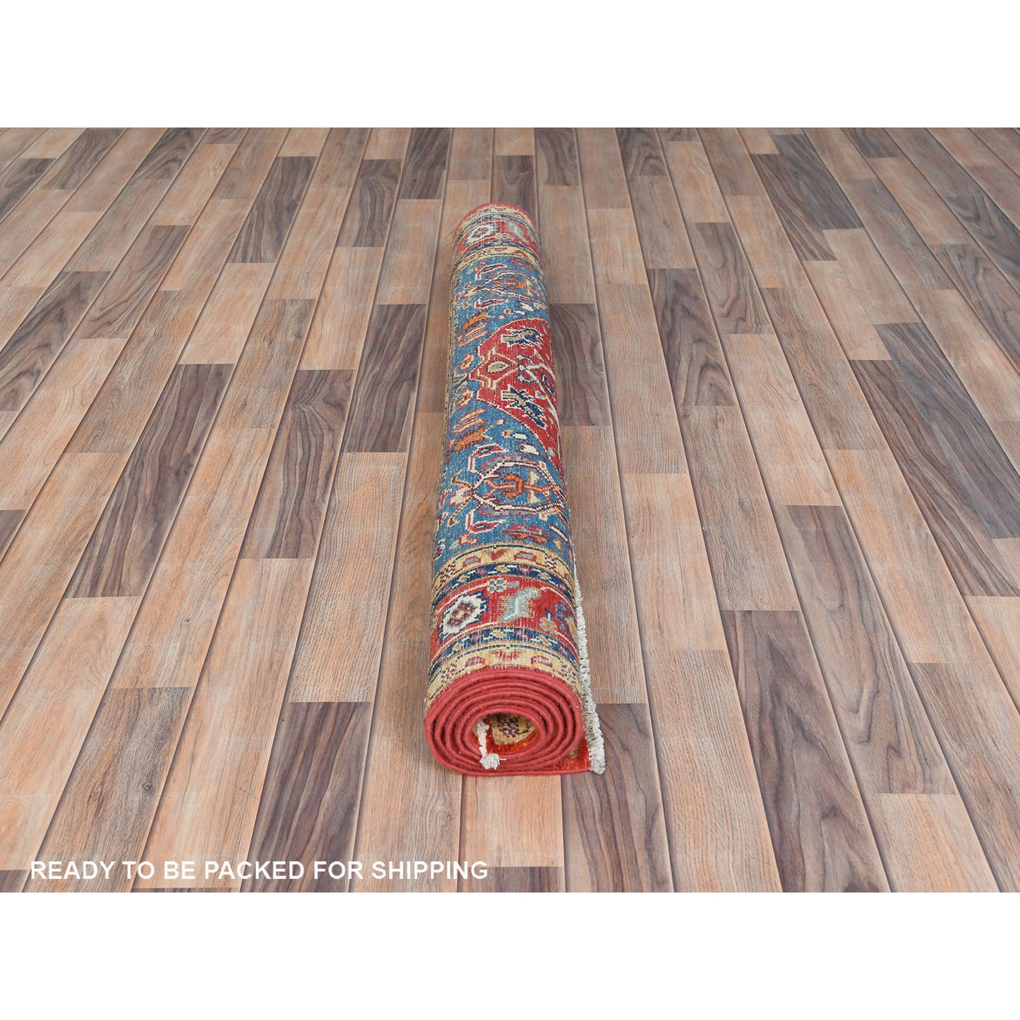 4'X5'9"Imperial Red Afghan Peshawar Heris Wool Hand Knotted Rug