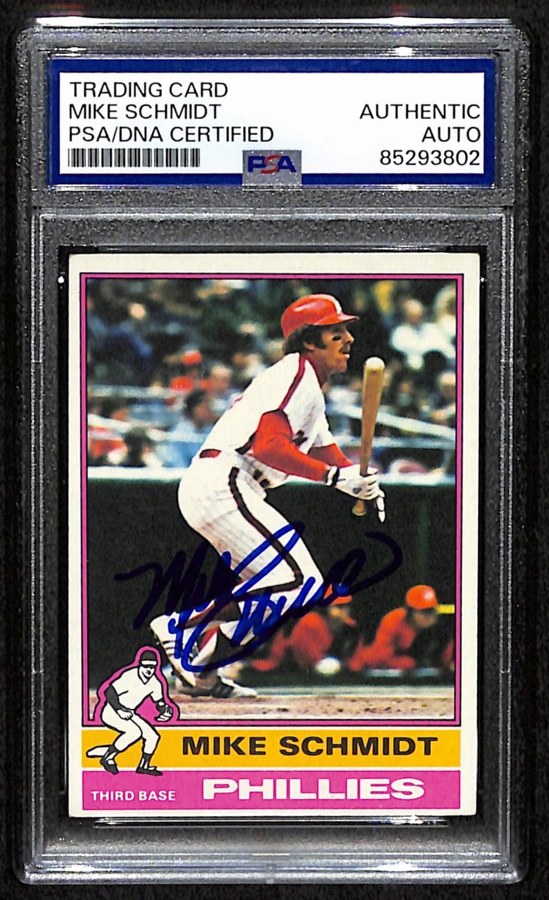 Mike Schmidt Hof Signed/Autographed 1976 Topps Card #480 Phillies Psa/Dna 190641