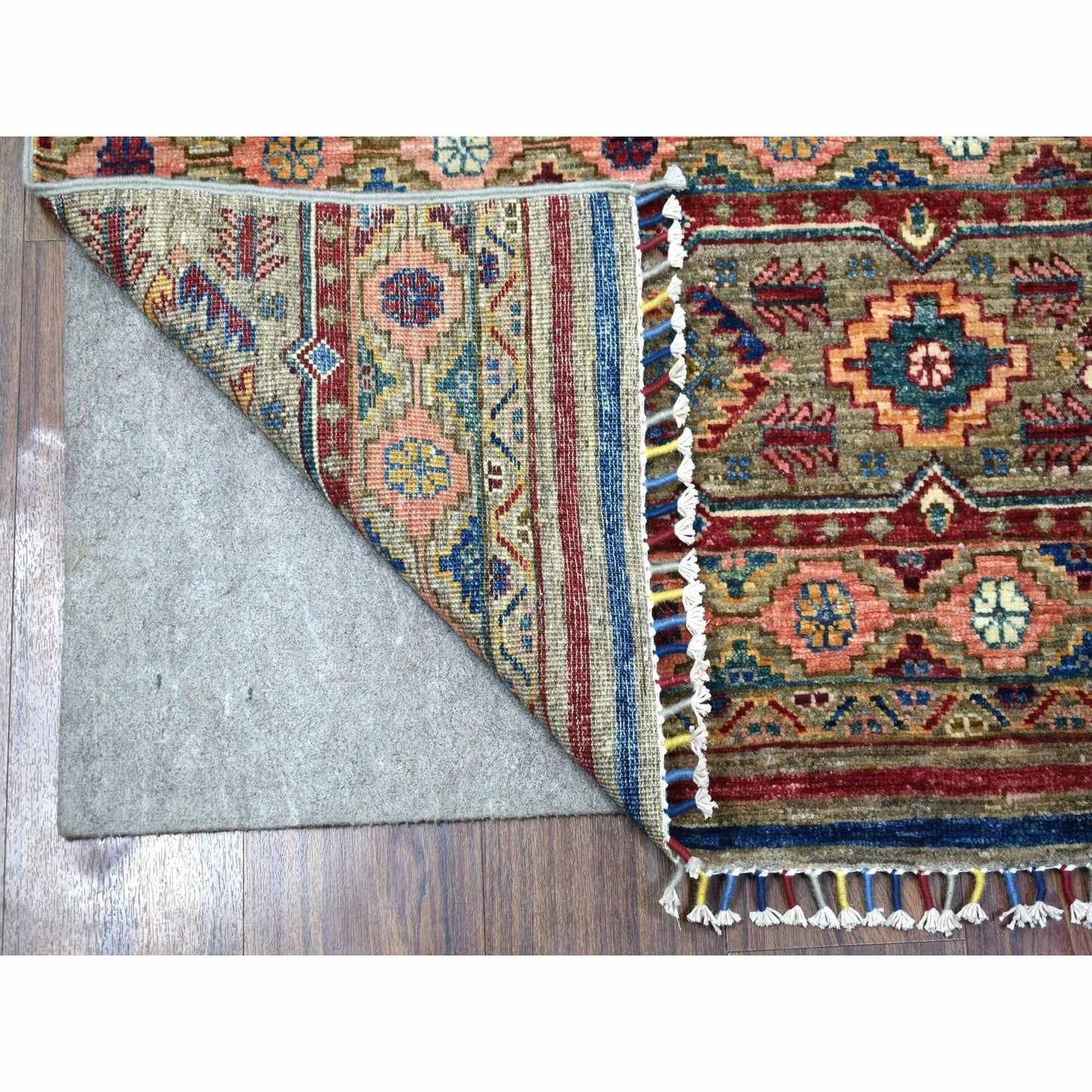 3'X9'3" Red Super Kazak Khorjin Design Pure Wool Handknotted Oriental Rug