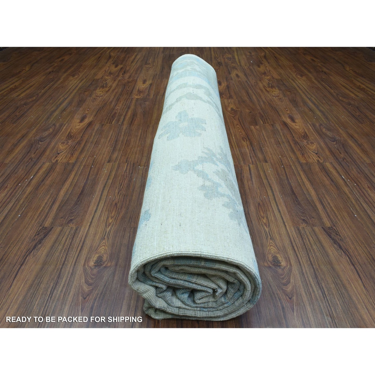 12'X14'7" Ivory Hand Knotted Afghan Angora Oushak Pure Wool Oversize Rug