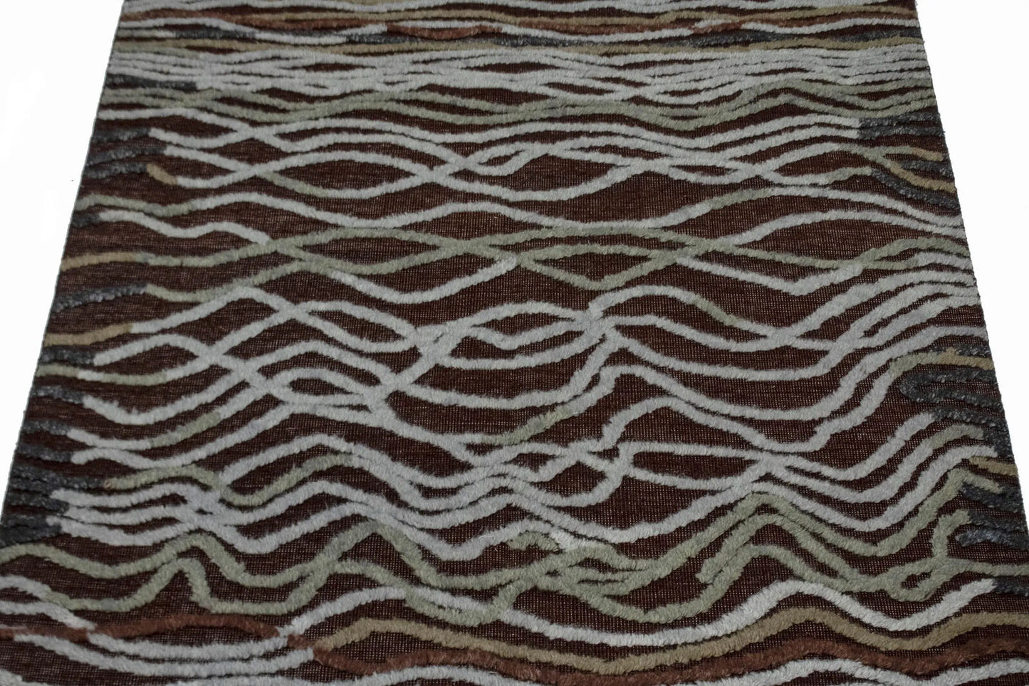 Handmade Modern Waves Area Rug High-Low Relief