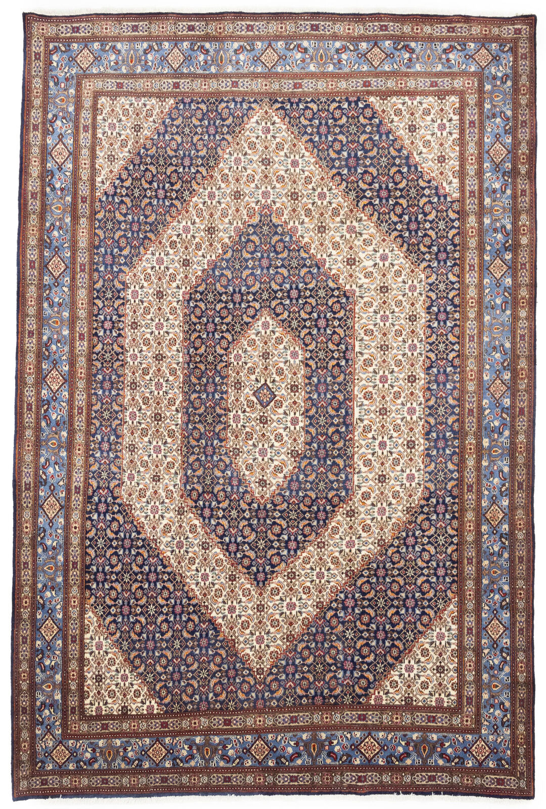 Cream Vintage Oriental Rug Traditional Classic