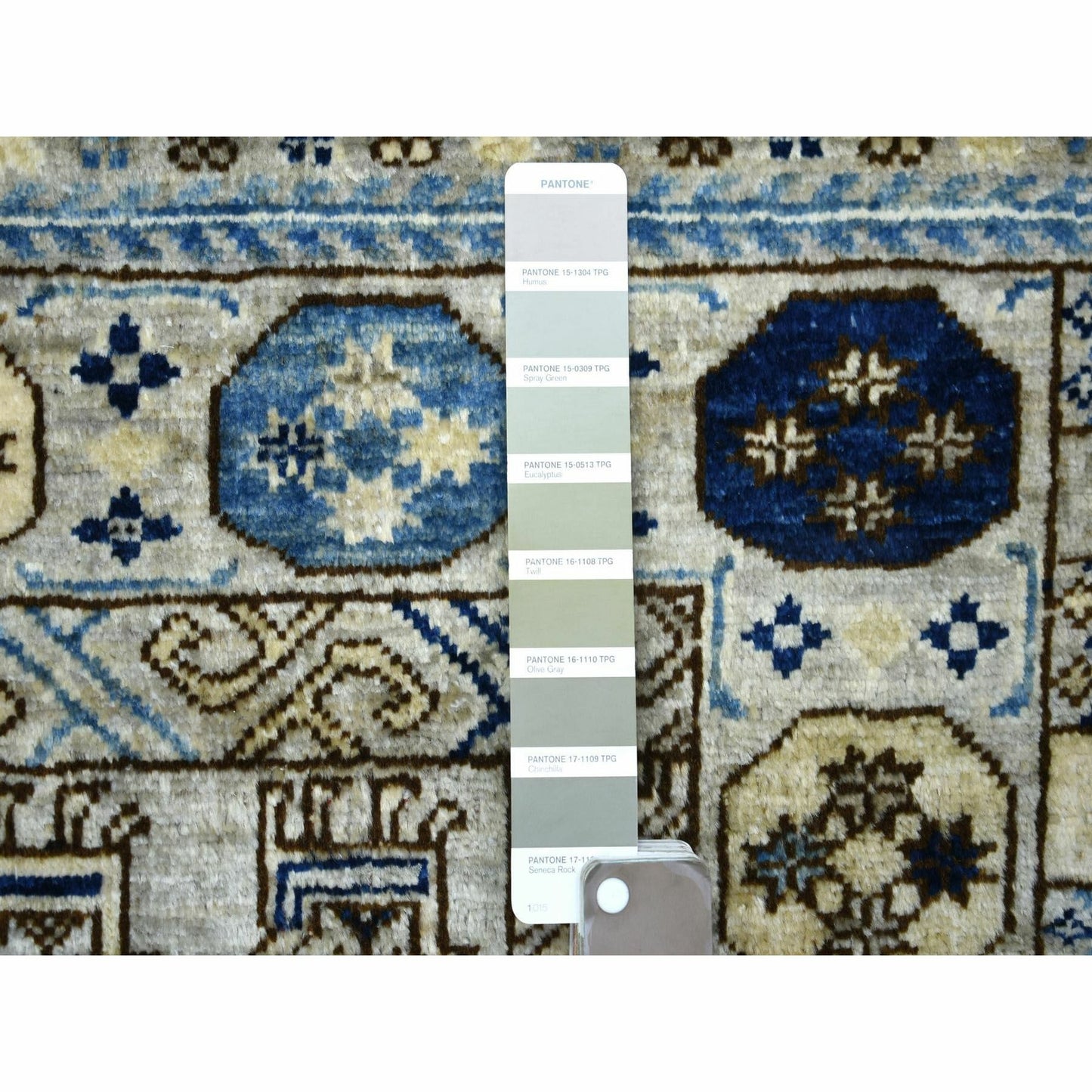 3'3"X4'10" Gray Afghan Ersari With Tribal Design Hand Knotted Wool Rug