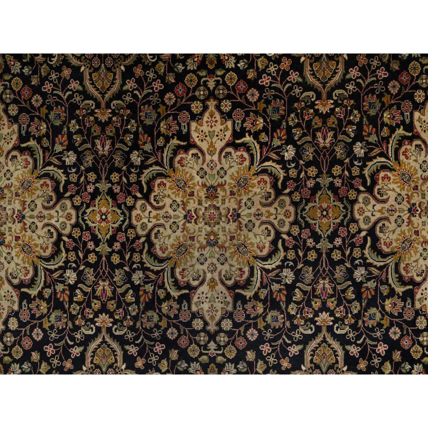 8'X9'10" Black Hand Knotted Kishoon Revival 300 Kpsi Rug New Zealand Wool