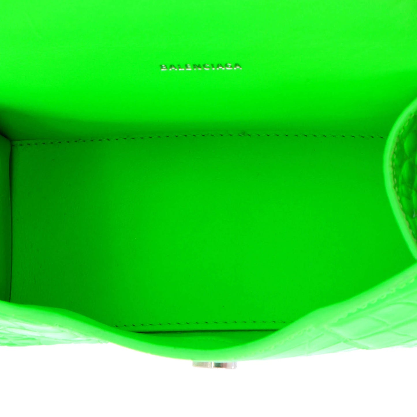 Balenciaga Hourglass Top Handle Bag Crocodile Embossed Leather Xs