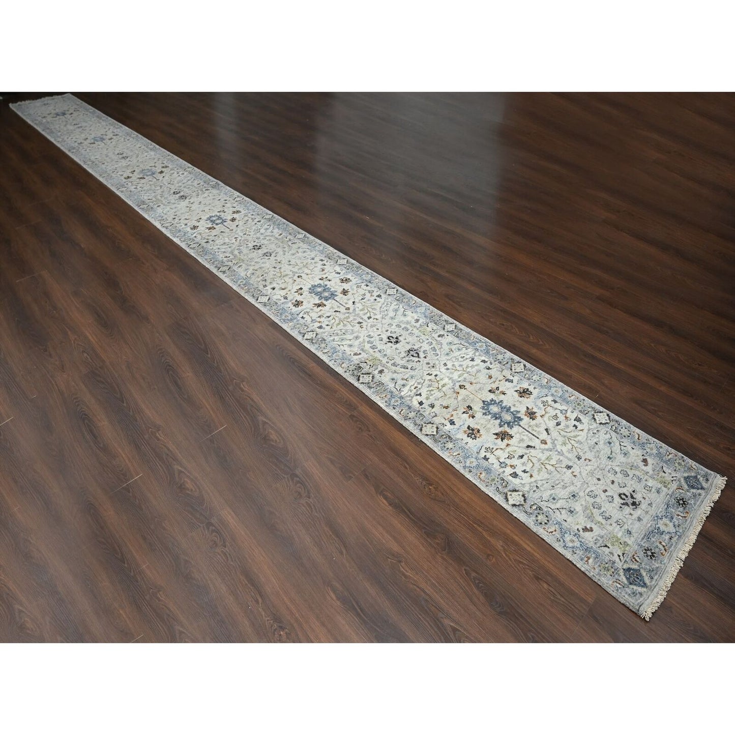 2'8"X27'8" Gray Oushak Denser Weave Hand Knotted 100% Wool Xl Runner Rug