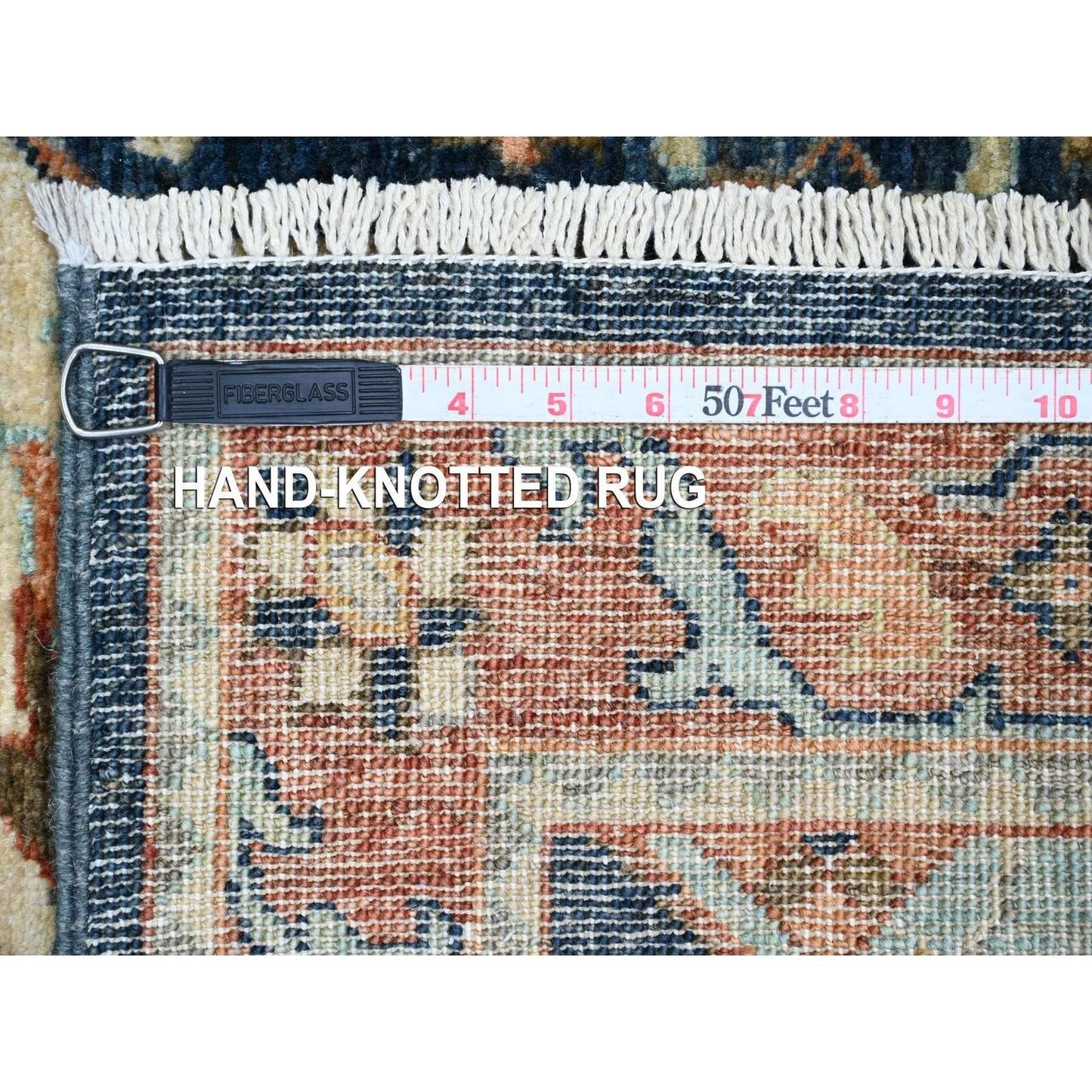 2'6"X7'10" Blue Caucasian Akstafa Design All Wool Hand Knotted Runner Rug