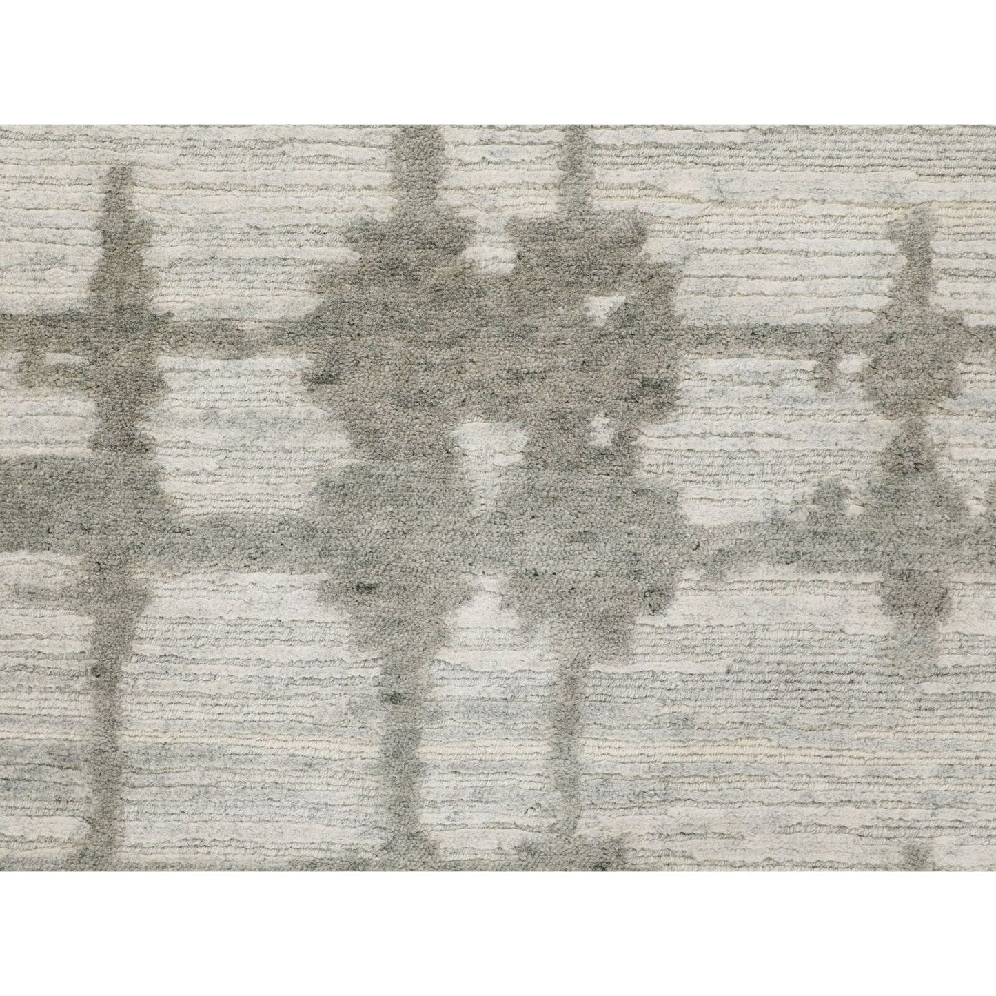2'6"X8' Hand Spun Undyed Natural Wool Modern Hand Knotted Runner Rug