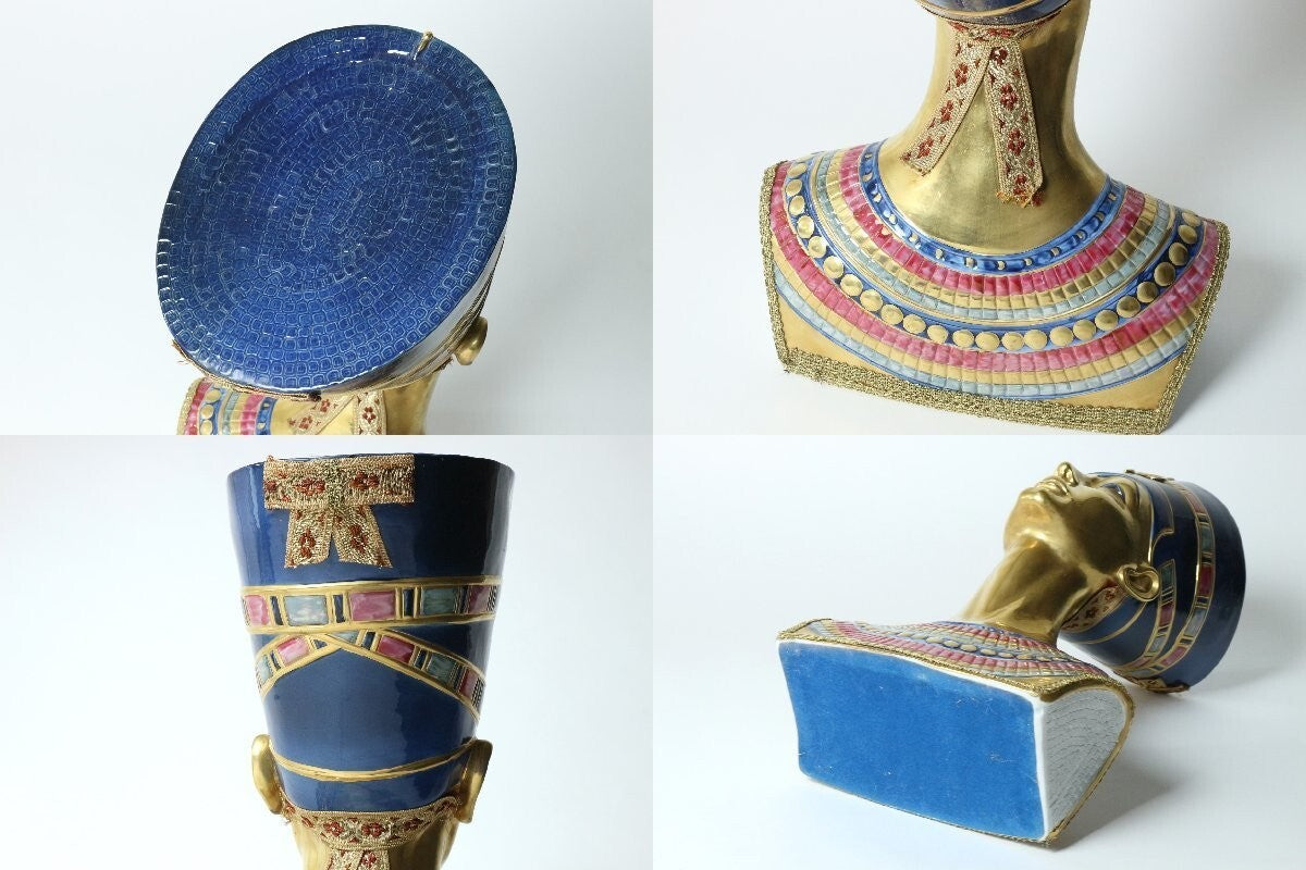 Capodimonte Porcelain Figurine Busts Of Nefertiti And Tutankhamen Pair